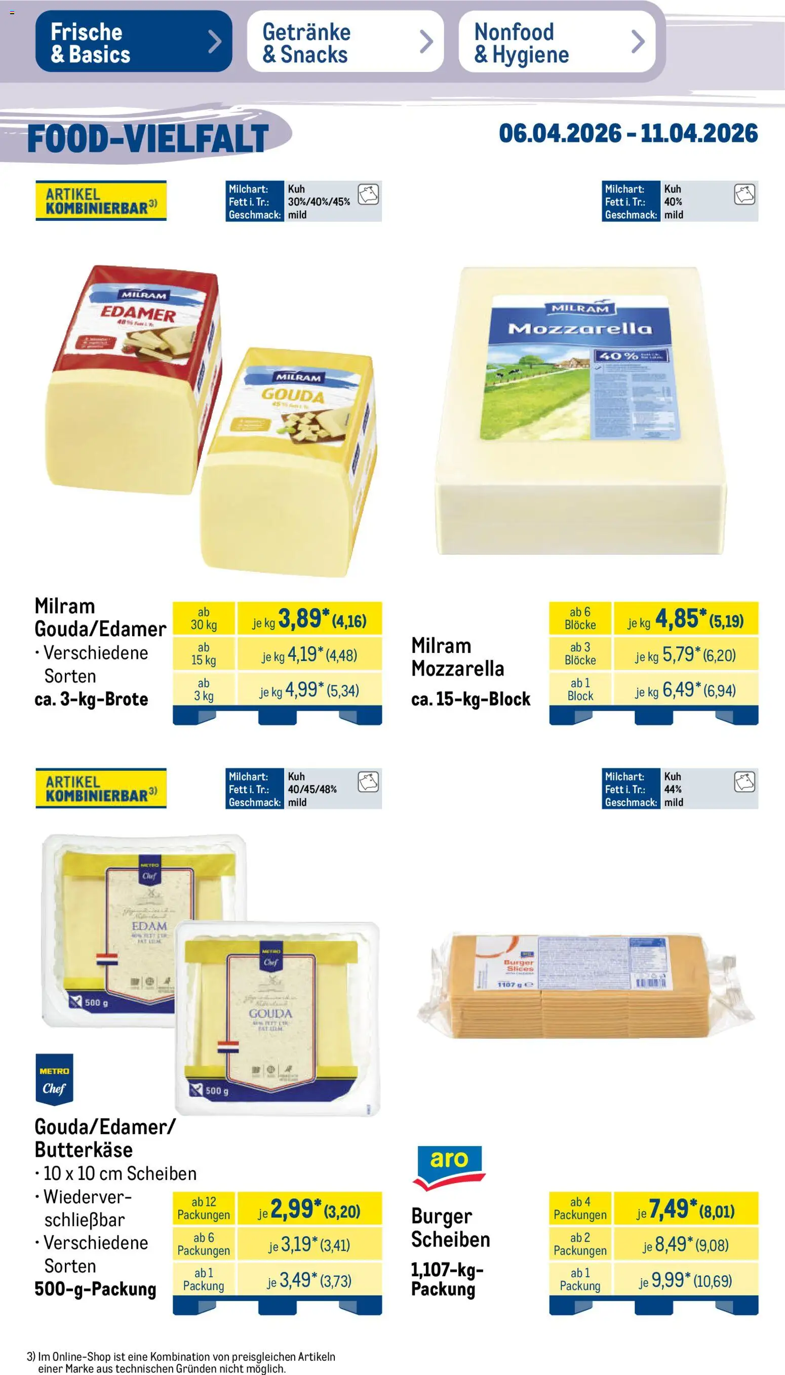 Metro Prospekt 	 – gültig ab 06.04.2026 | Seite: 15 | Produkte: Gouda, Burger, Edamer, Milram
