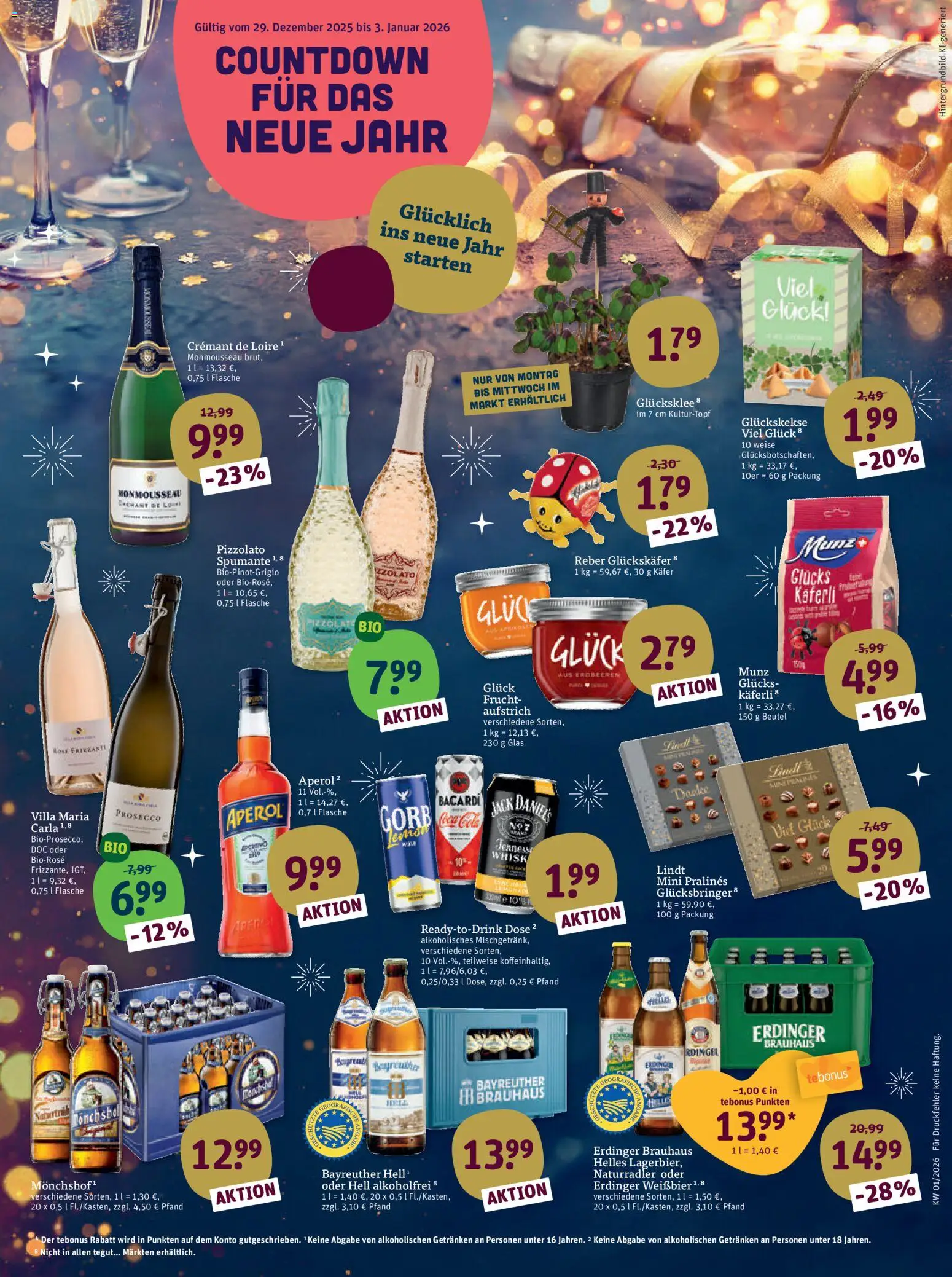 Tegut Prospekt – gültig ab 29.12.2025 | Seite: 2 | Produkte: Bacardi, Coca cola, Weißbier, Lindt