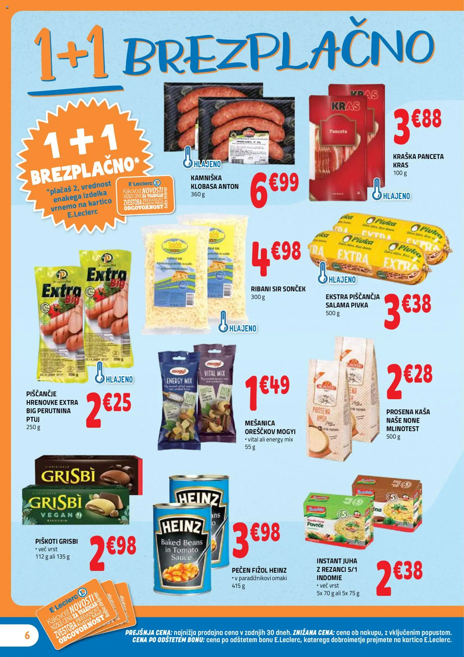 Novi E.leclerc katalog ponudbe – veljaven od 12.11.2025 | Stran: 6 | Izdelki: Hrenovke, Panceta, Rezanci, Piskoti