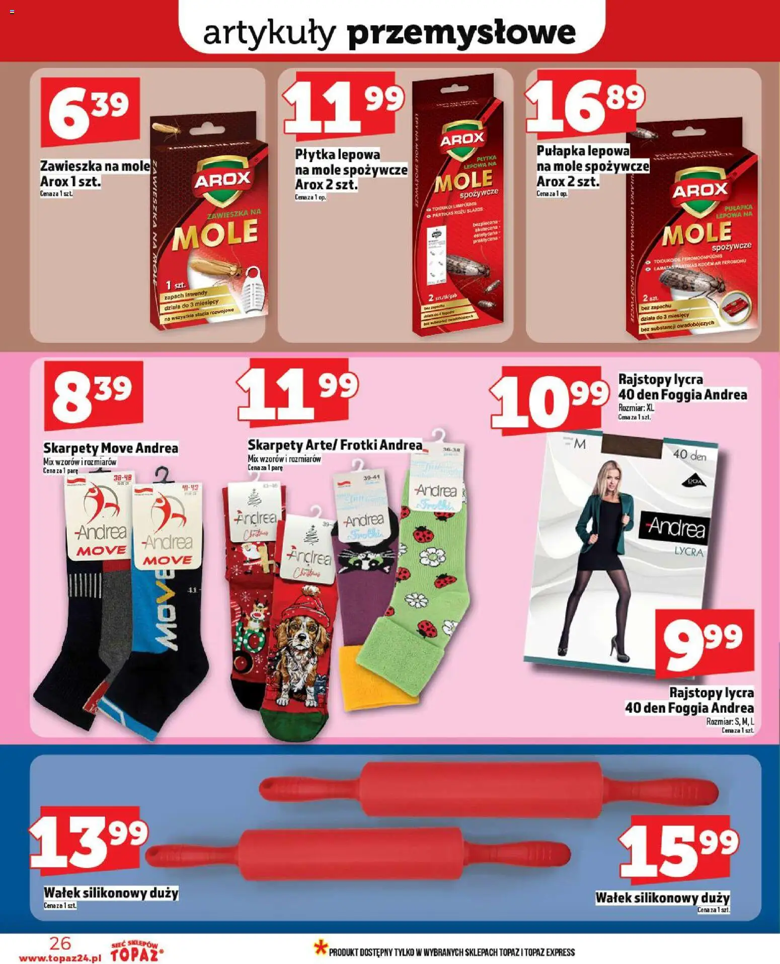 Topaz Gazetka MAZ od 20.11.2025 | Strona: 26 | Produkty: Skarpety, Rajstopy, Artykuły przemysłowe, Zapach