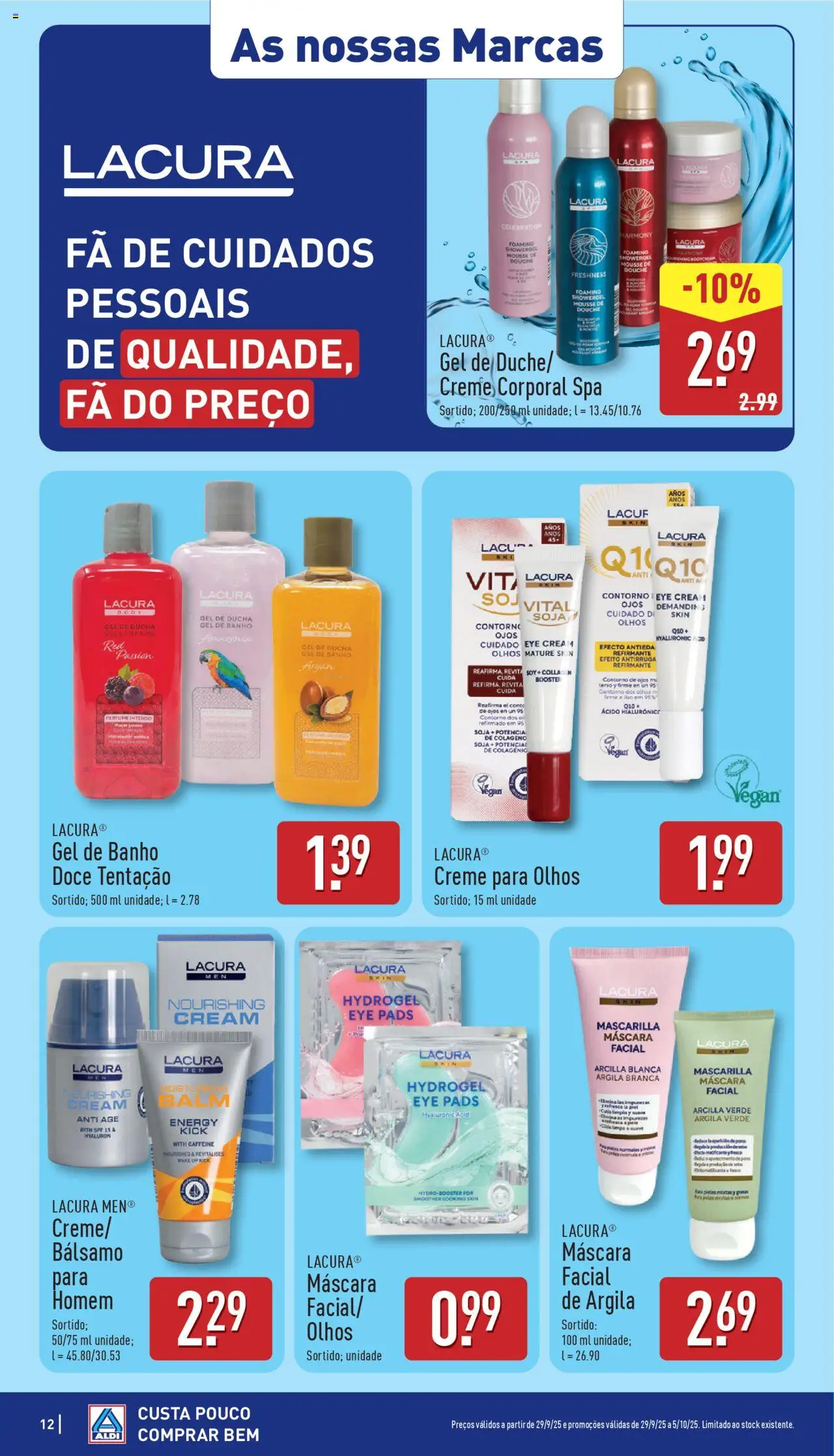 Aldi folheto │ válido de 29.09.2025 | Página: 12 | Produtos: Perfume, Máscara facial, Colágeno, Banho