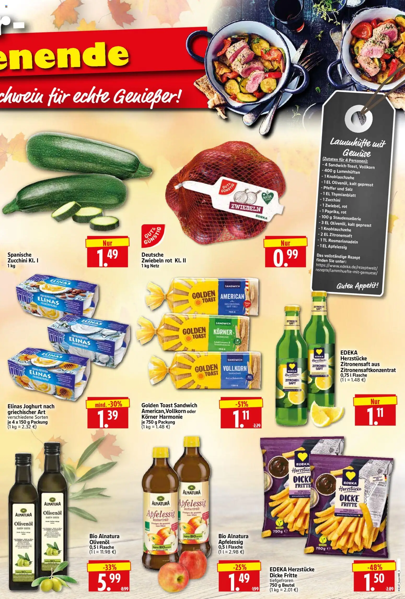 HERKULES Sonderbeilage – gültig ab 20.11.2025 | Seite: 3 | Produkte: Olivenol, Zwiebeln, Saft, Zucchini