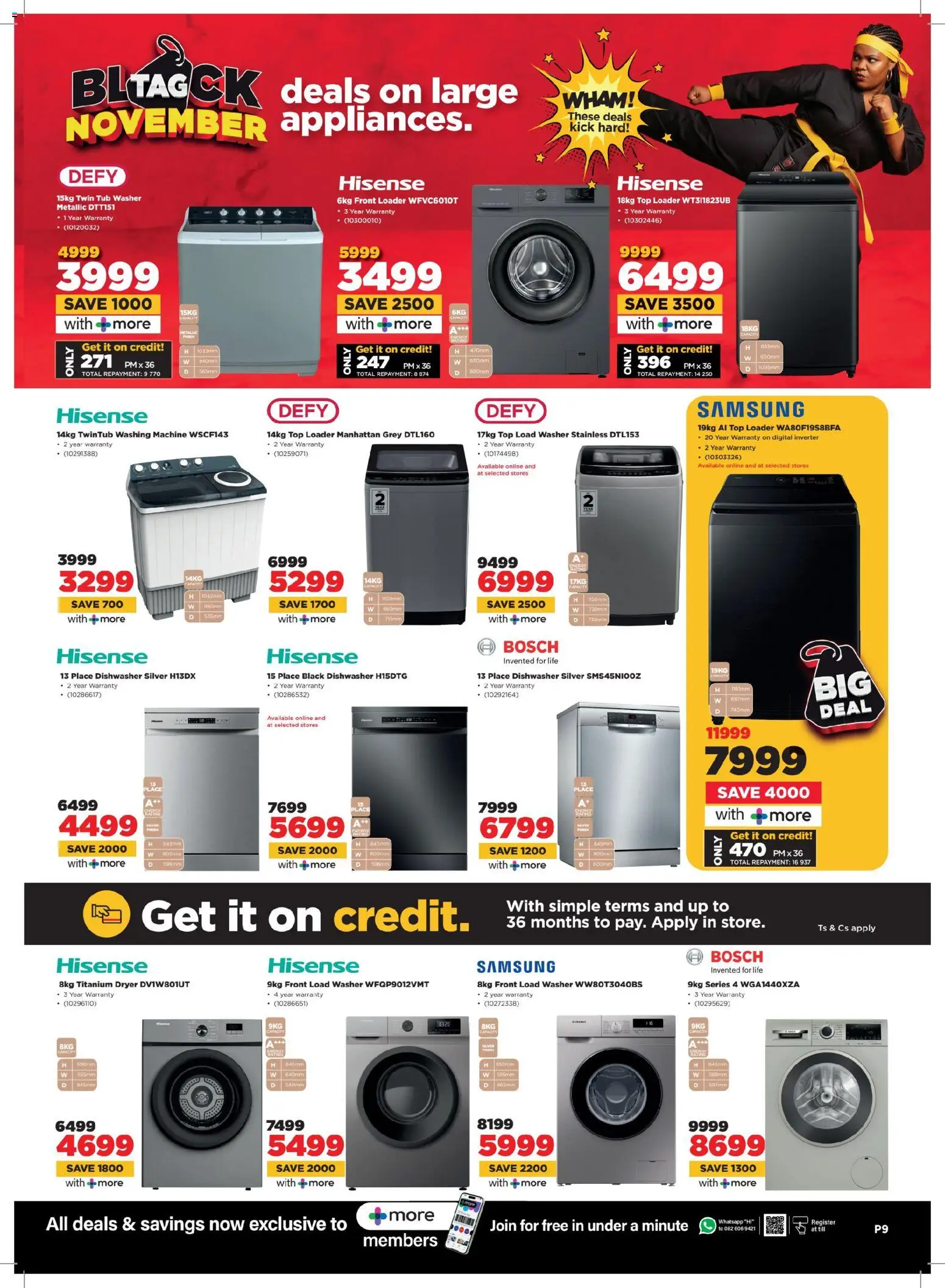 New HiFi Corp catalogue – valid from 24.11.2025 | Page: 9 | Products: Washing machine, Dryer, Dishwasher