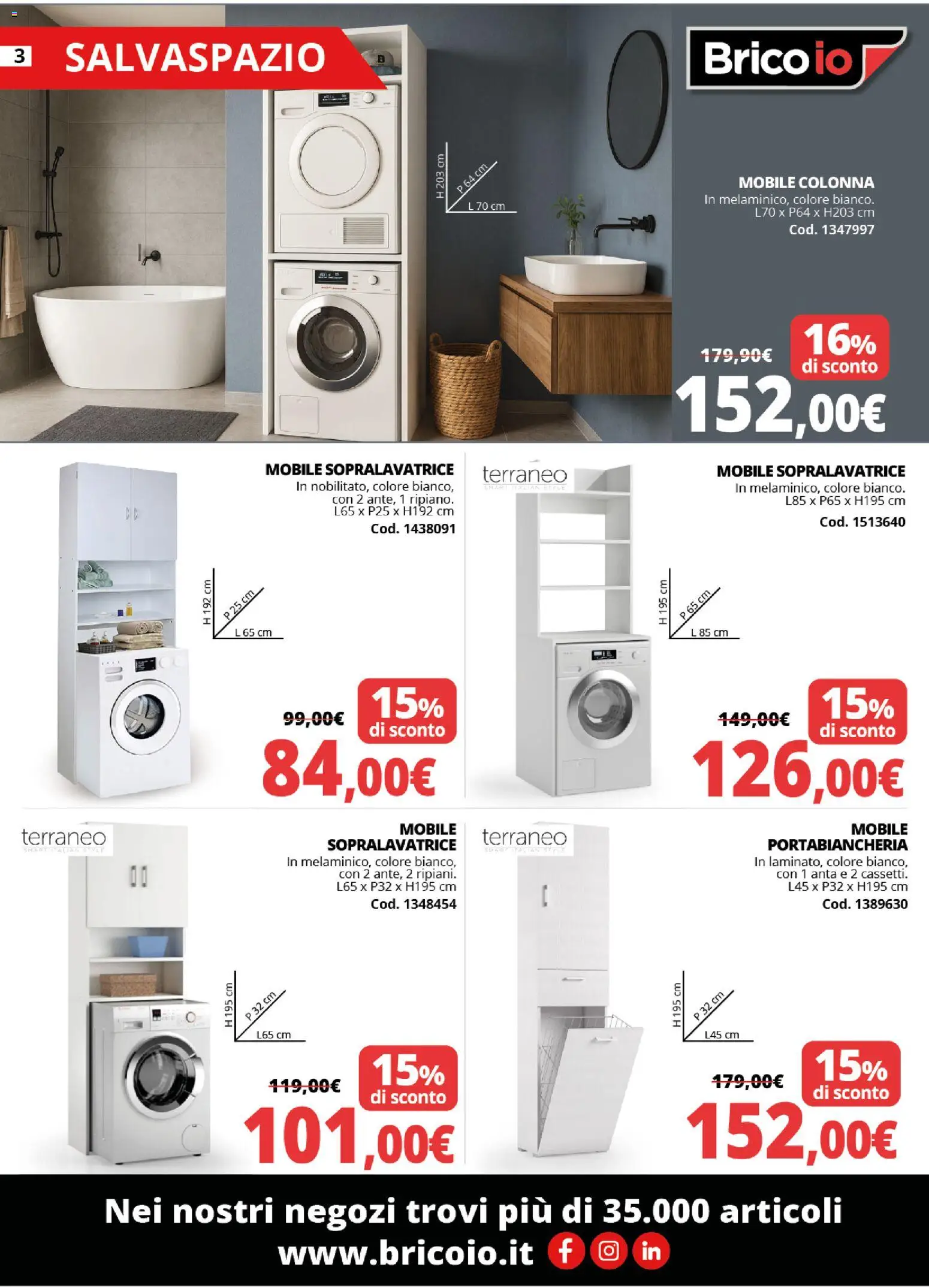 Volantino Brico io del 15.01.2026 | Pagina: 3 | Prodotti: Mobile, Portabiancheria
