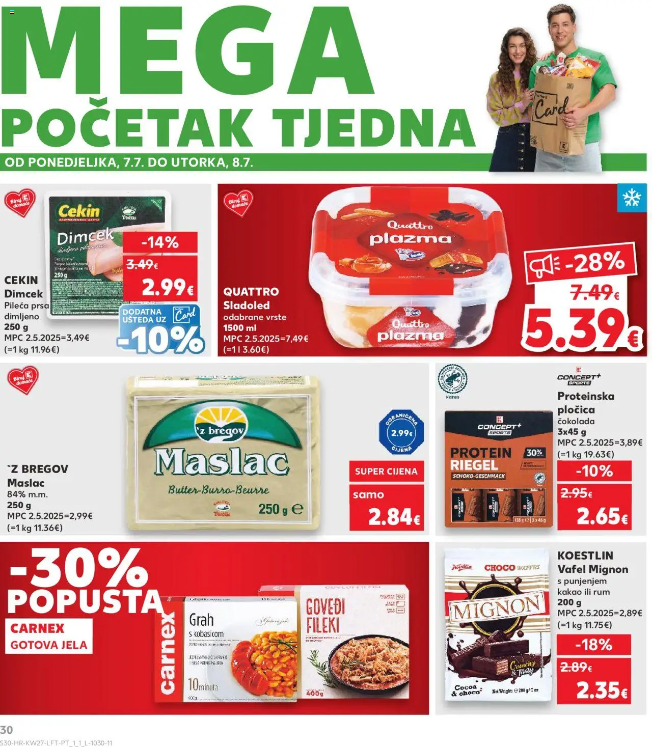 Kaufland katalog | vrijedi od 02.07.2025 | Stranica: 30 | Proizvodi: Maslac, Sladoled, Kakao, Pileća prsa