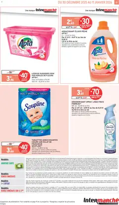 Intermarché - Prévisualisation de TABLETTES ADOUCISSANTES CŒURS X28 ÉCLAT DE FRAÎCHEUR SOUPLINE, 336 g valide à partir de 30.12.2025 | Page: 19 | Produits: Parfum, Détergent, Champagne, Vin