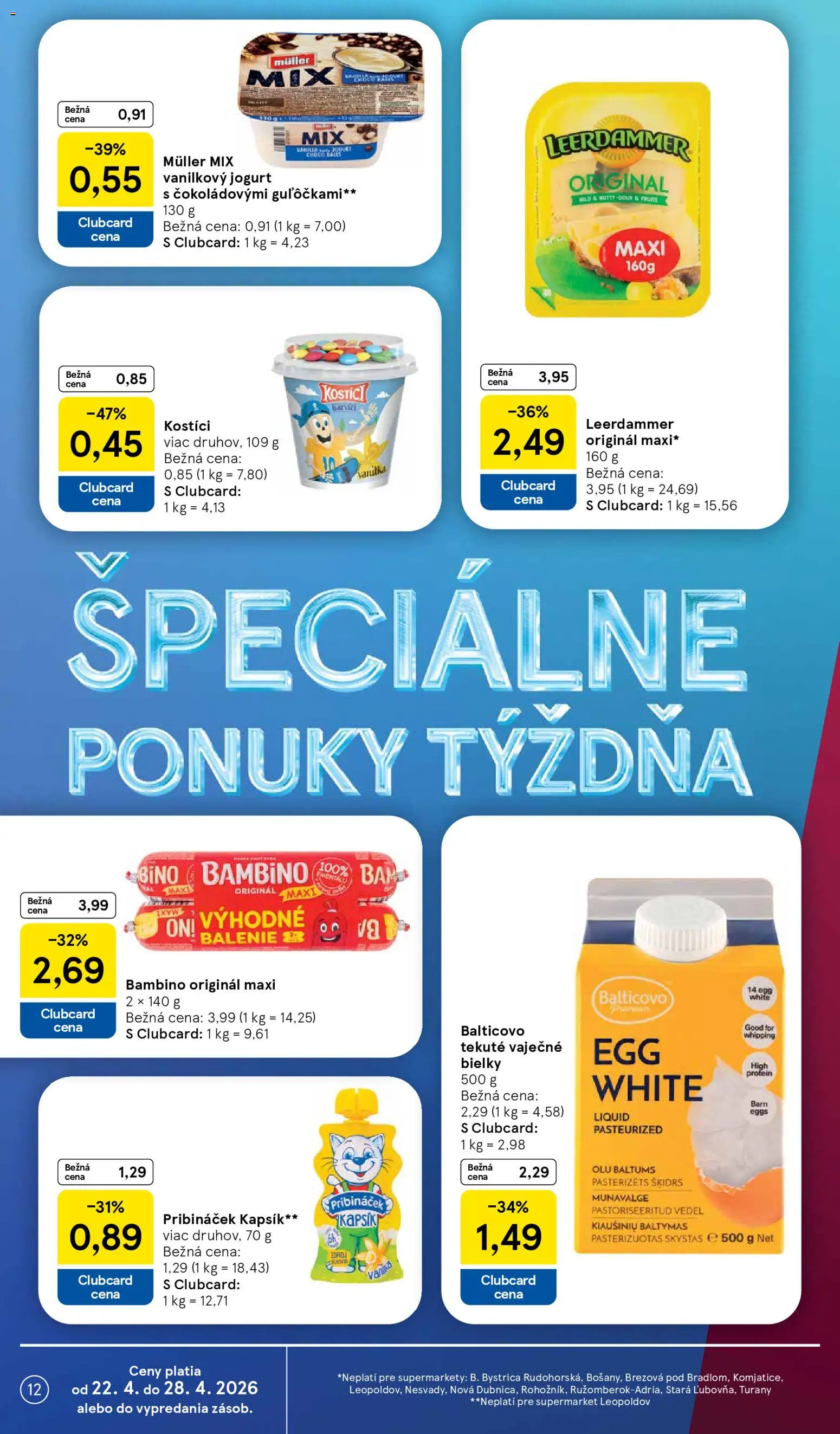 Nové Tesco akcie – leták je platný od 22.04.2026 | Strana: 12 | Produkty: Jogurt, Protein
