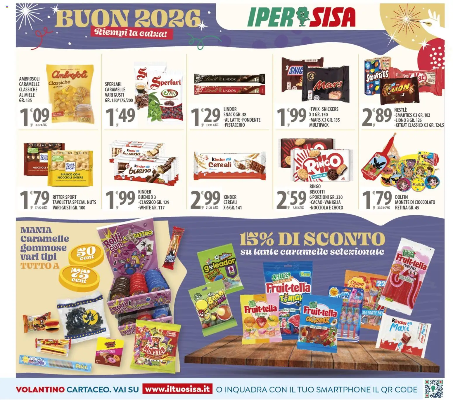 Volantino SISA del 27.12.2025 | Pagina: 15 | Prodotti: Caramelle, Latte, Nocciole, Cacao