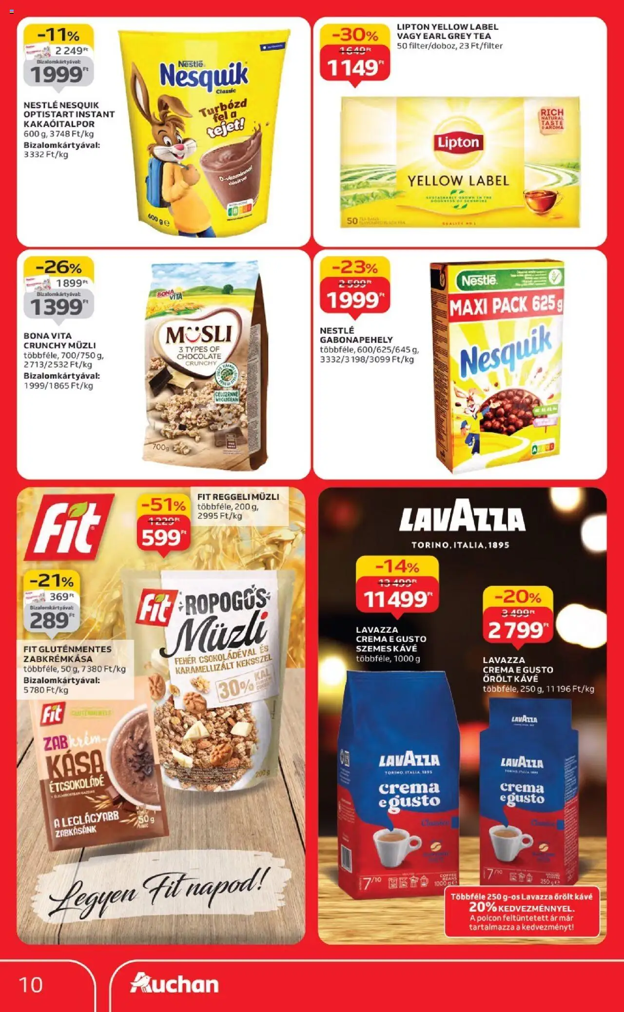 Auchan akciós ujság - amely érvényes a következő dátumtól: 18.09.2025 | Oldal: 10 | Termékek: Gabonapehely, Müzli, Szemes kávé, Gluténmentes