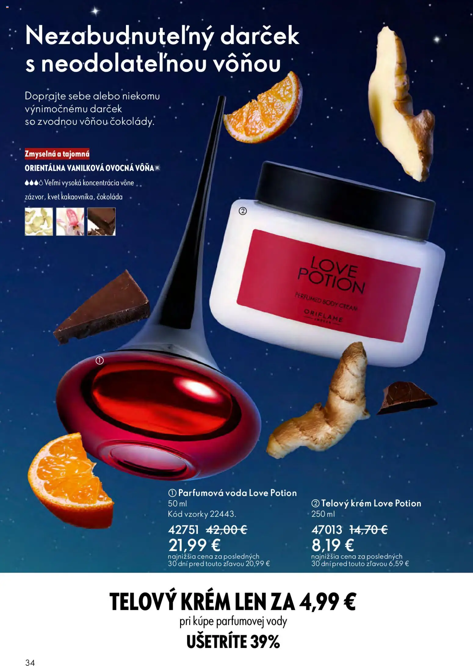Nové Oriflame akcie – leták je platný od 03.12.2025 | Strana: 34 | Produkty: Telový krém, Čokoláda, Krém, Voda