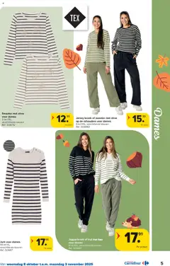 Carrefour - Folder Textiel  - Voorbeeld van een folder van Carrefour, geldig van 08.10.2025 | Pagina: 5 | Producten: Sweater, Trui, Jurk, Broek