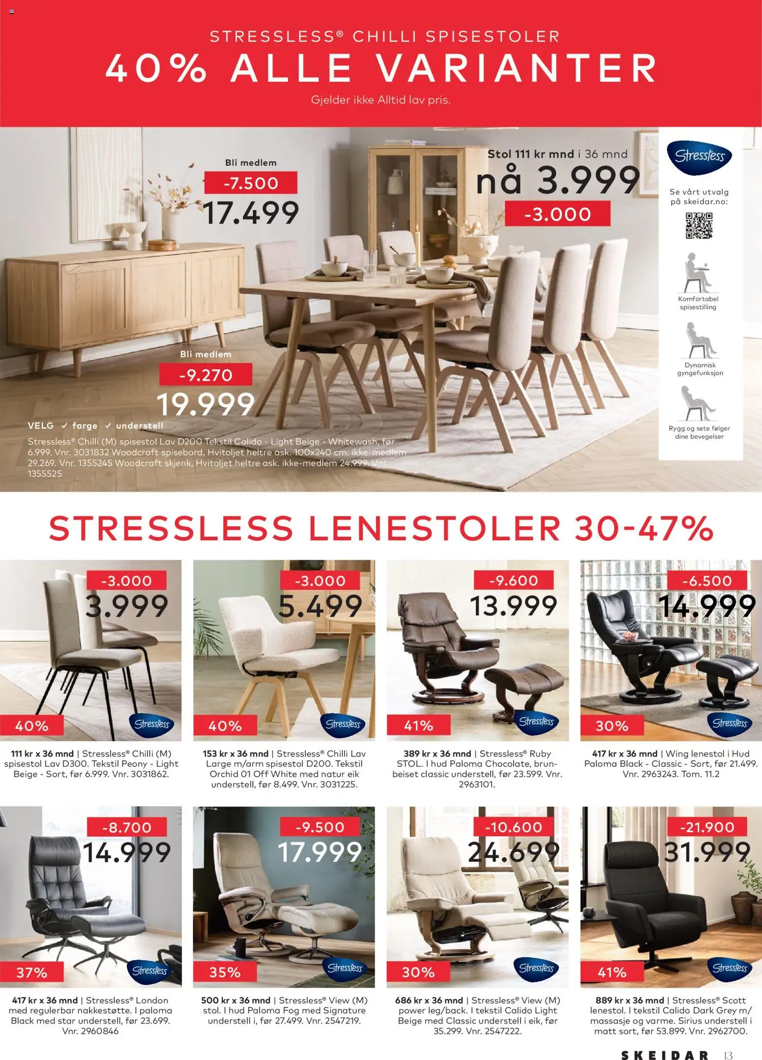 {H1} | Side: 13 | Produkter: Spisestol, Chilli, Lenestol, Stol