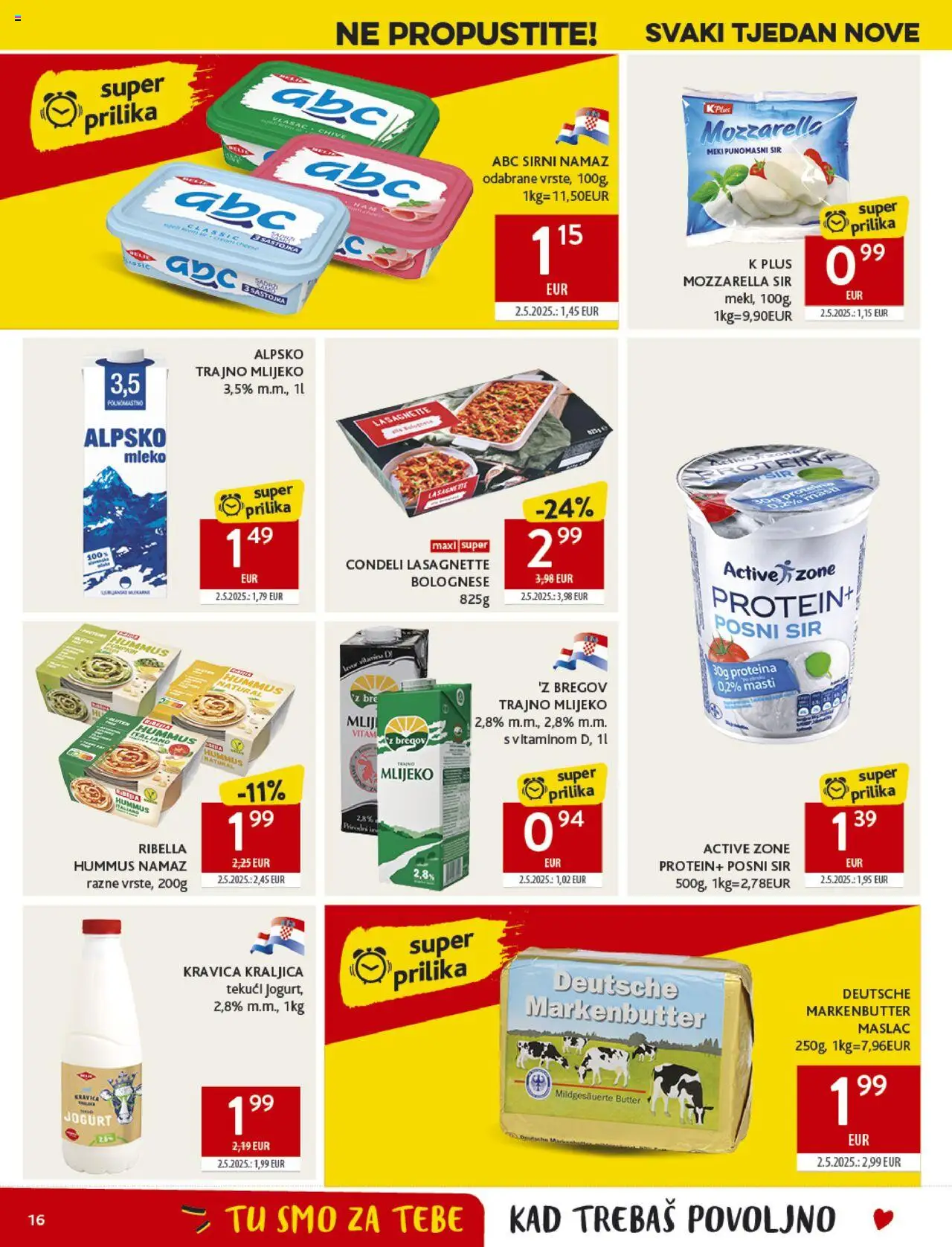 Konzum HR akciós ujság - amely érvényes a következő dátumtól: 24.09.2025 | Oldal: 16 | Termékek: Mozzarella, Protein