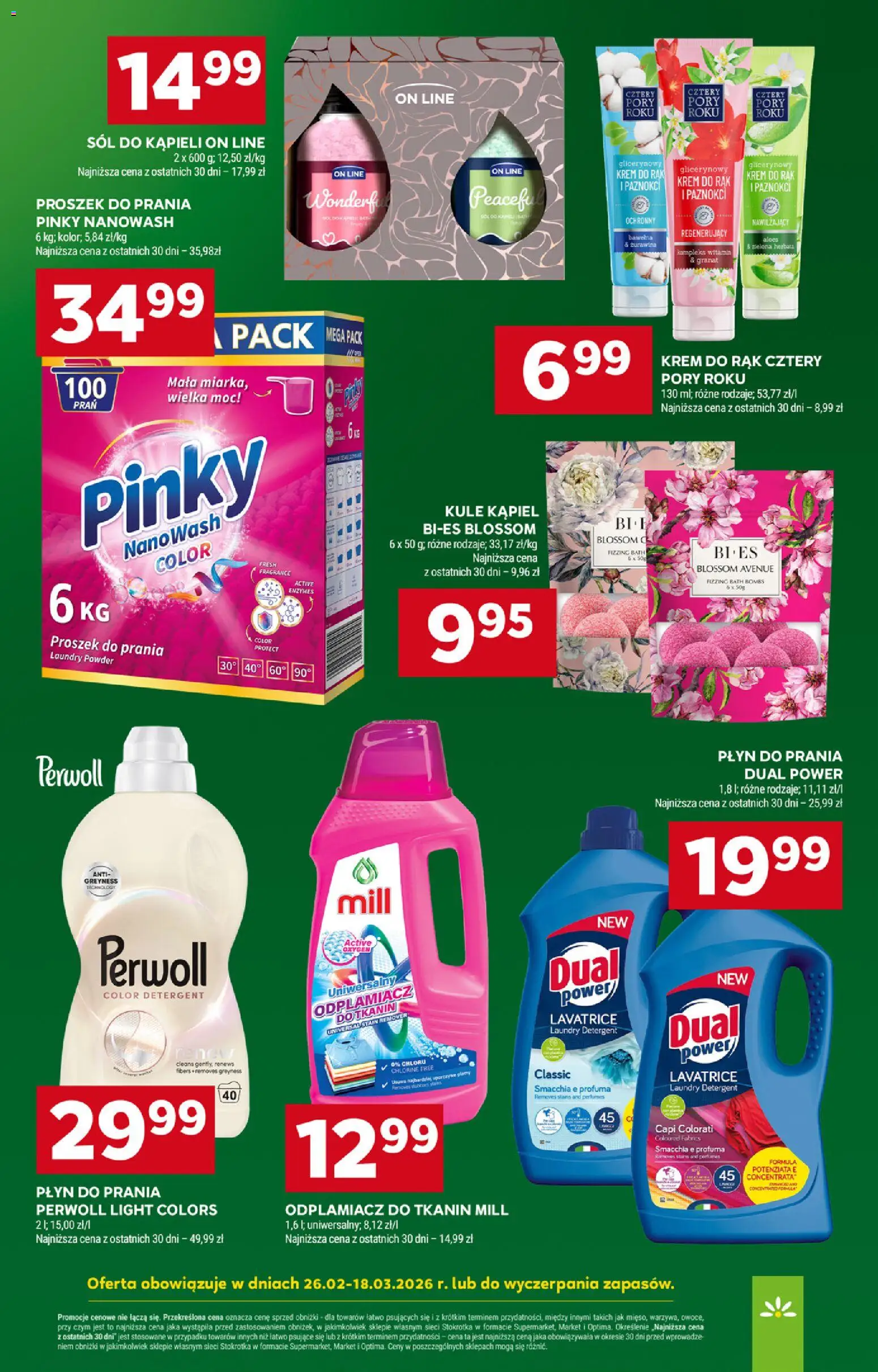 Stokrotka Gazetka od 26.02.2026 | Strona: 20 | Produkty: Płyn do prania Perwoll, Krem do rąk, Detergent, Sól