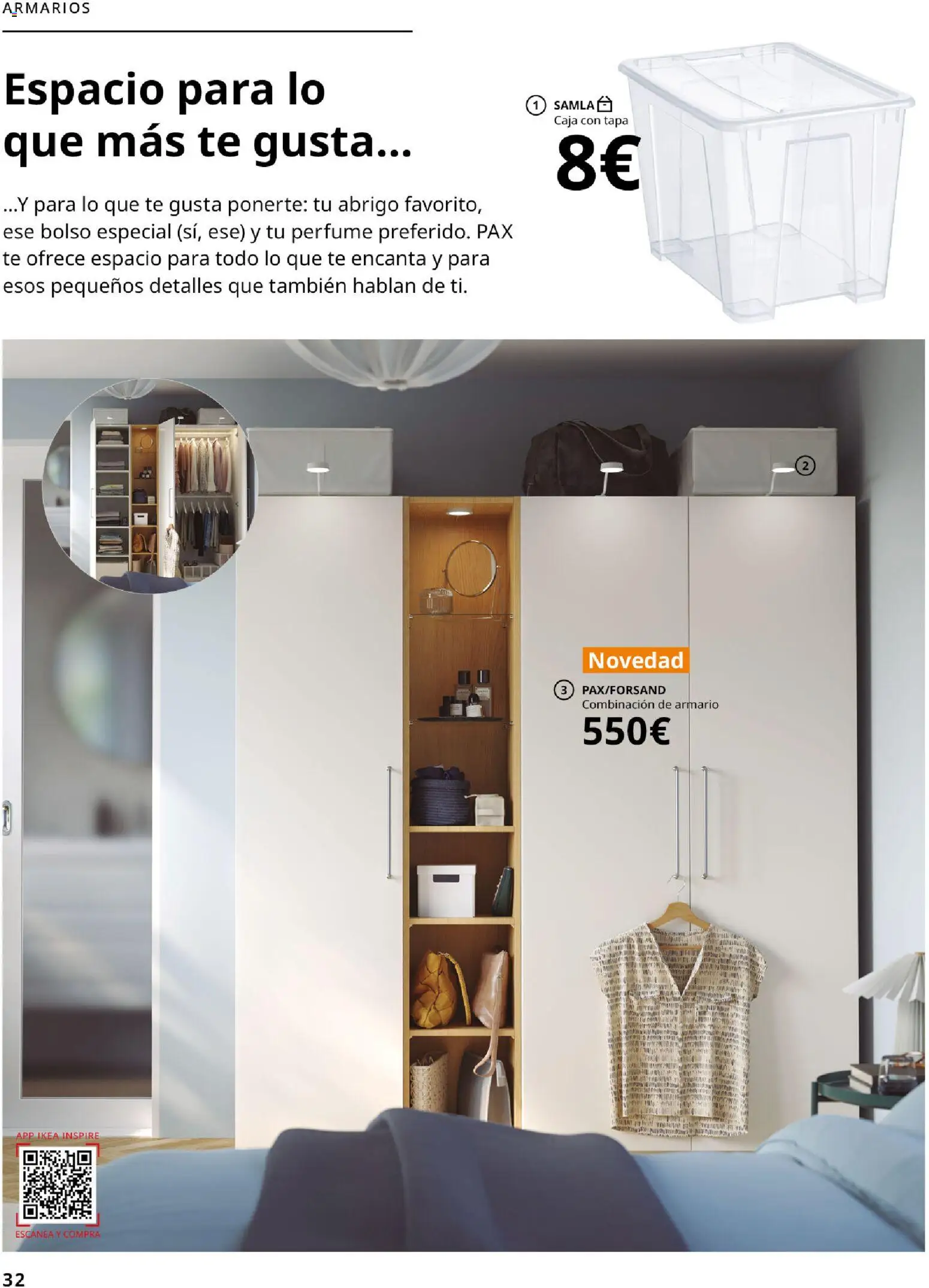 Catálogo IKEA Dormitorios │ válido desde el 01.02.2026 | Página: 32 | Productos: Bolso, Té, Armario, Caja