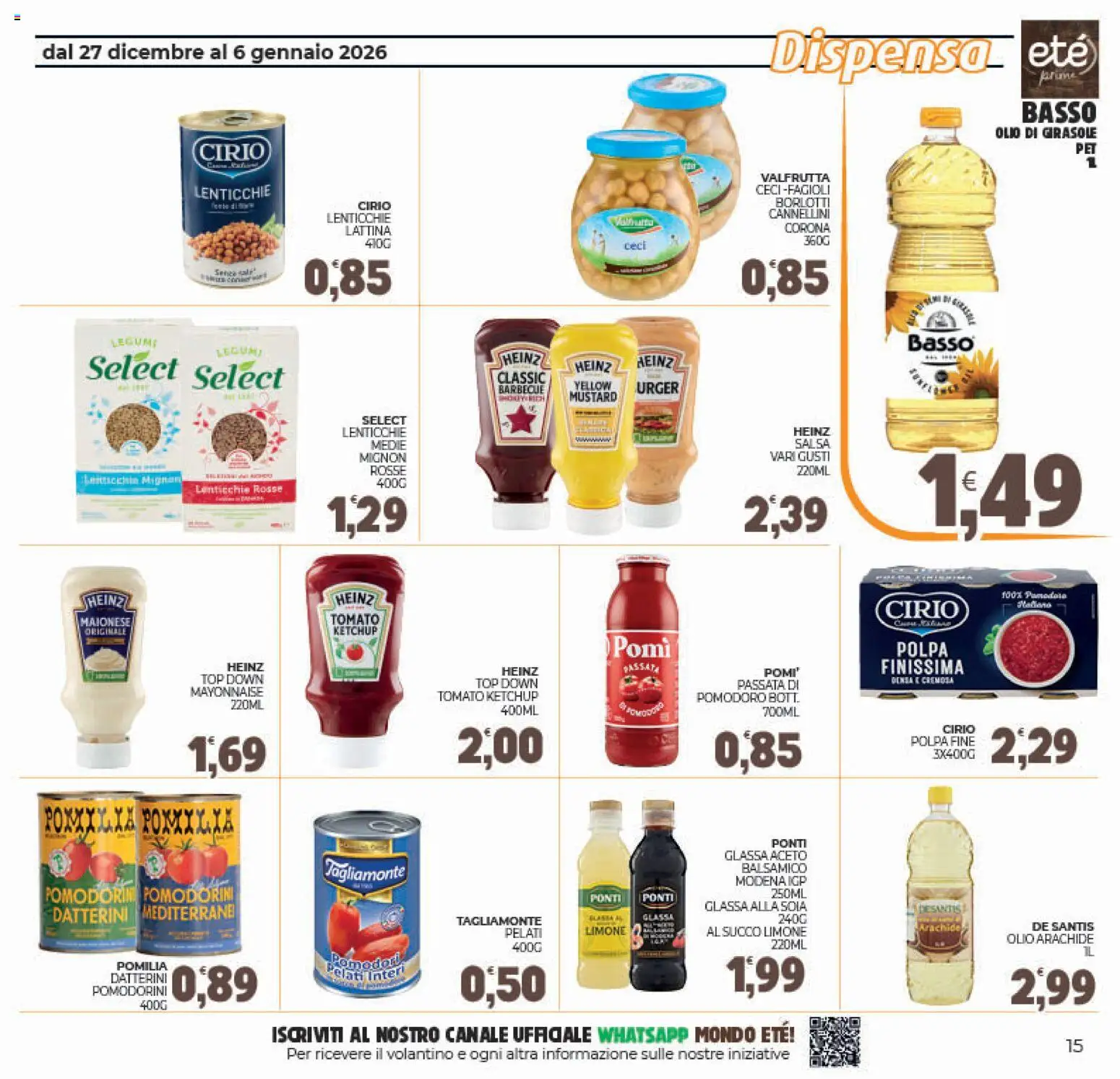 Volantino Eté del 27.12.2025 | Pagina: 15 | Prodotti: Salsa, Top, Olio di girasole, Glassa