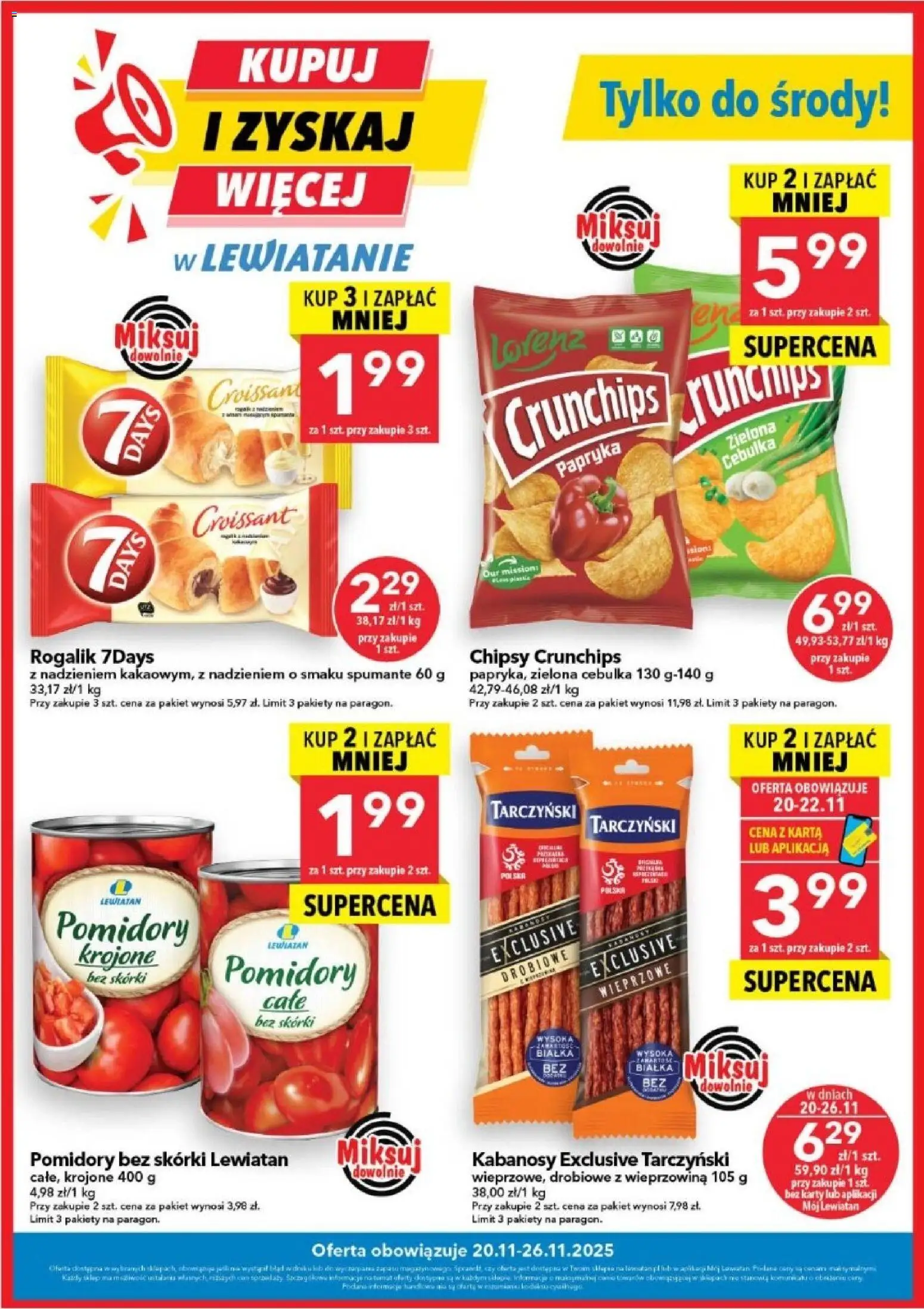 Lewiatan gazetka - Kupuj i zyskaj więcej od 20.11.2025 | Strona: 1 | Produkty: Chipsy, Kabanosy, Papryka, Wieprzowina