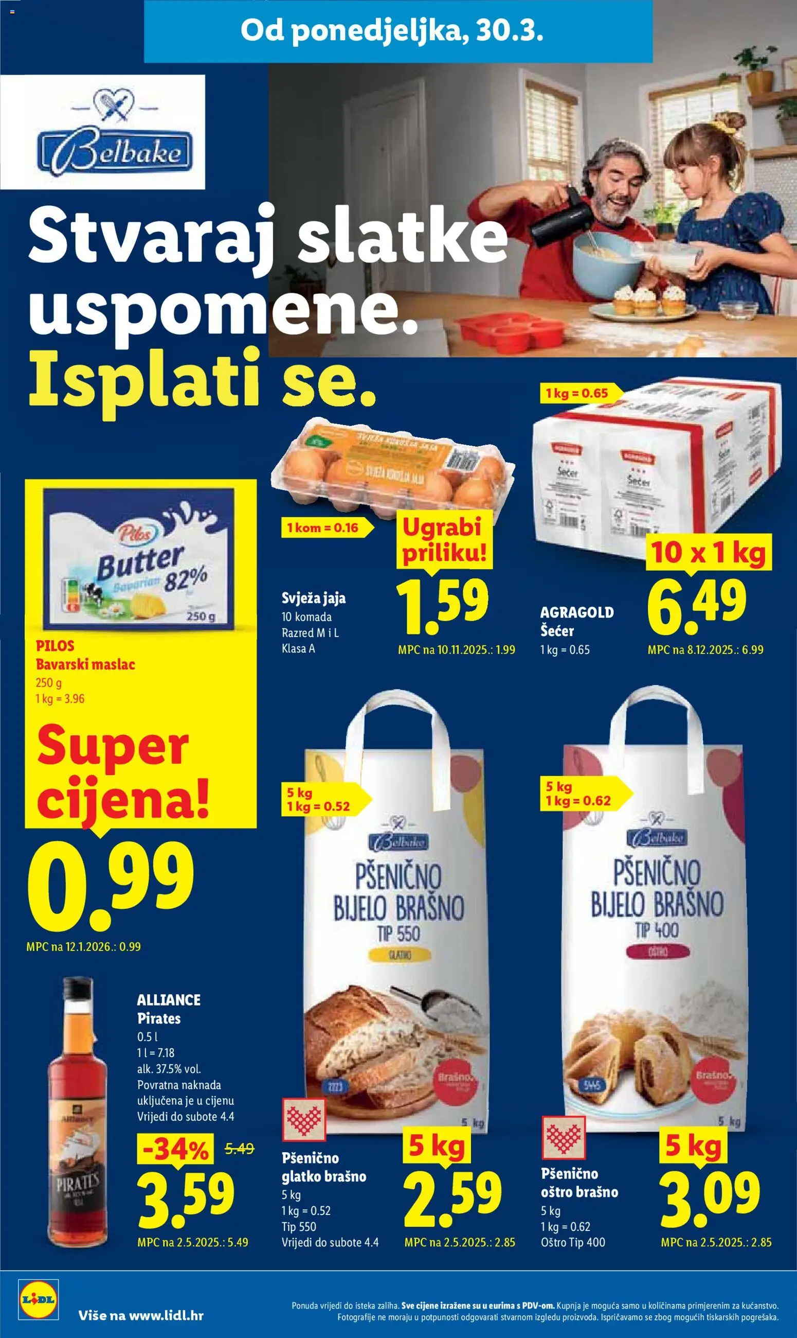 Lidl katalog | vrijedi od 30.03.2026 | Stranica: 14 | Proizvodi: Maslac, Jaja, Brašno, Šećer