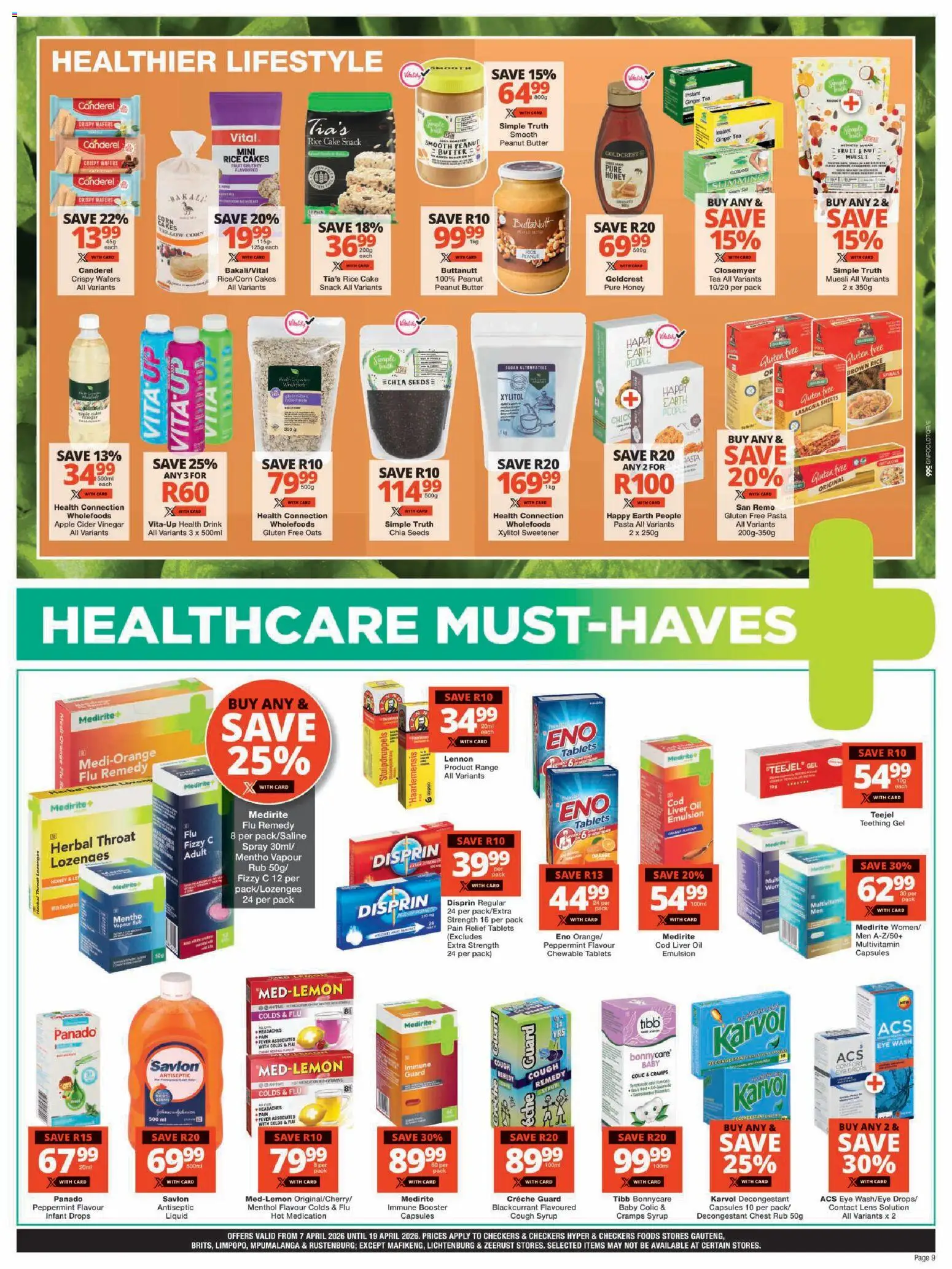 New Checkers catalogue – valid from 07.04.2026 | Page: 9 | Products: Cake, Vinegar, Rice, Tea