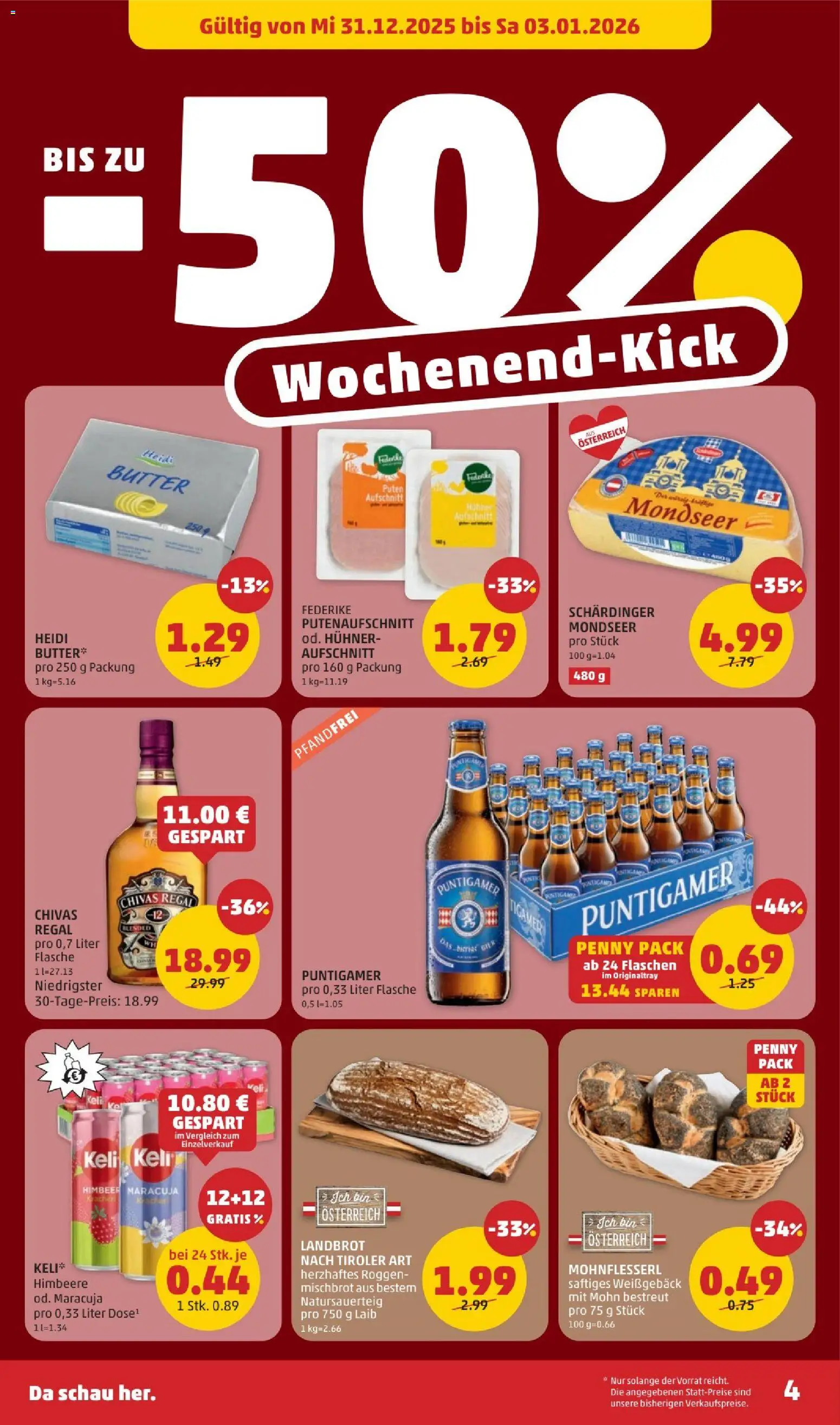 Penny Markt Flugblatt gültig ab 31.12.2025 | Seite: 4 | Produkte: Himbeere, Regal, Butter