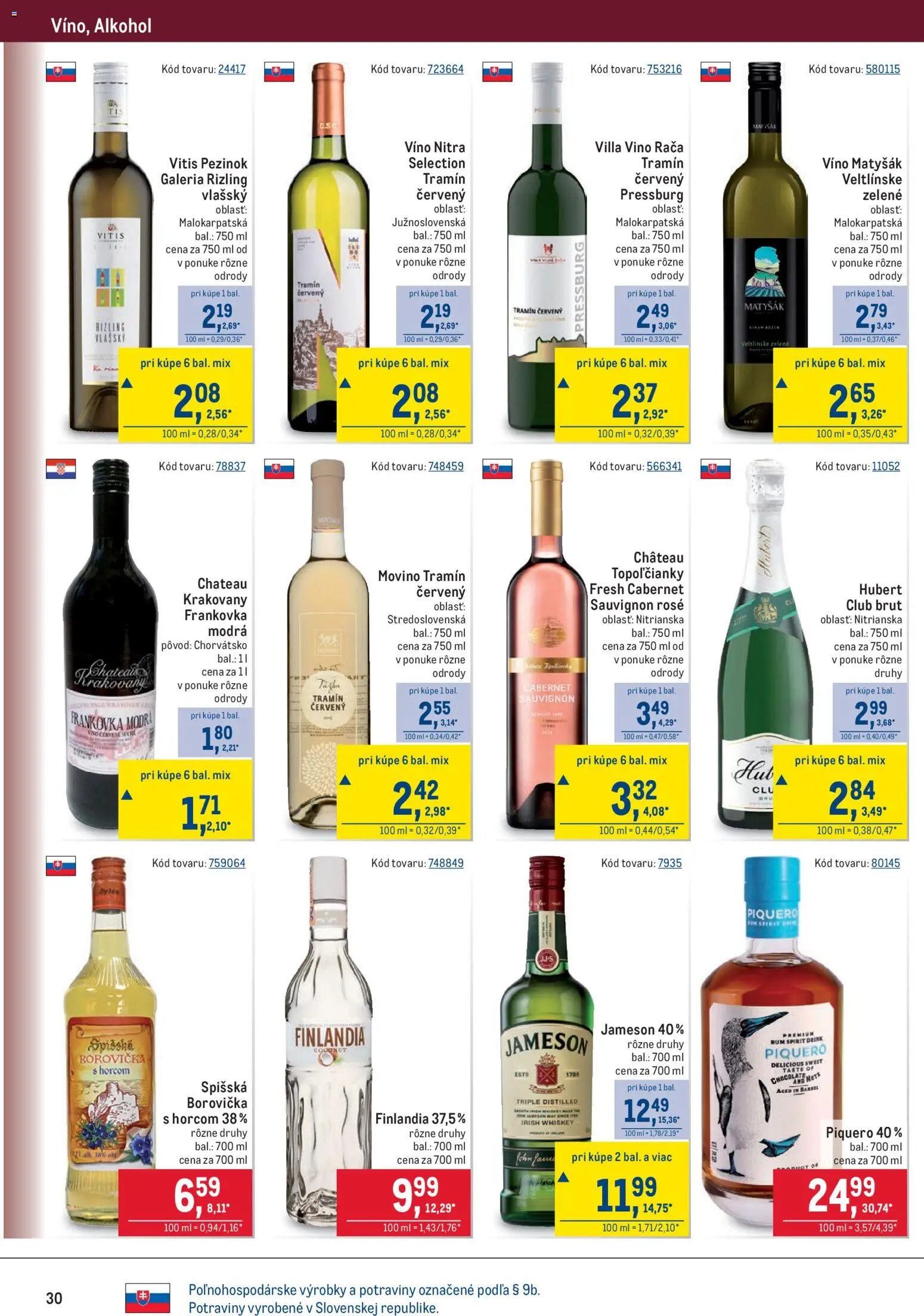 Nové Metro akcie – leták je platný od 19.11.2025 | Strana: 30 | Produkty: Jameson, Alkohol, Finlandia, Rum