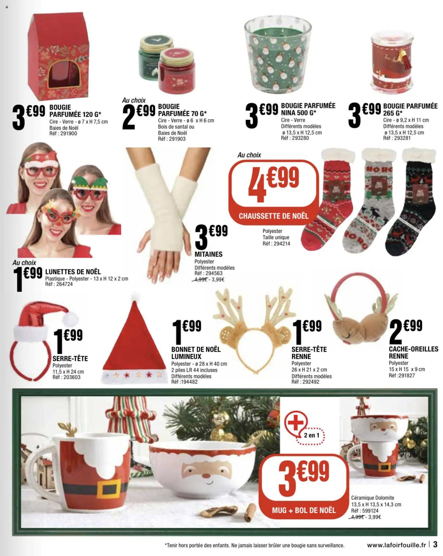 {H1} | Page: 3 | Produits: Bonnet, Cire, Bol, Piles