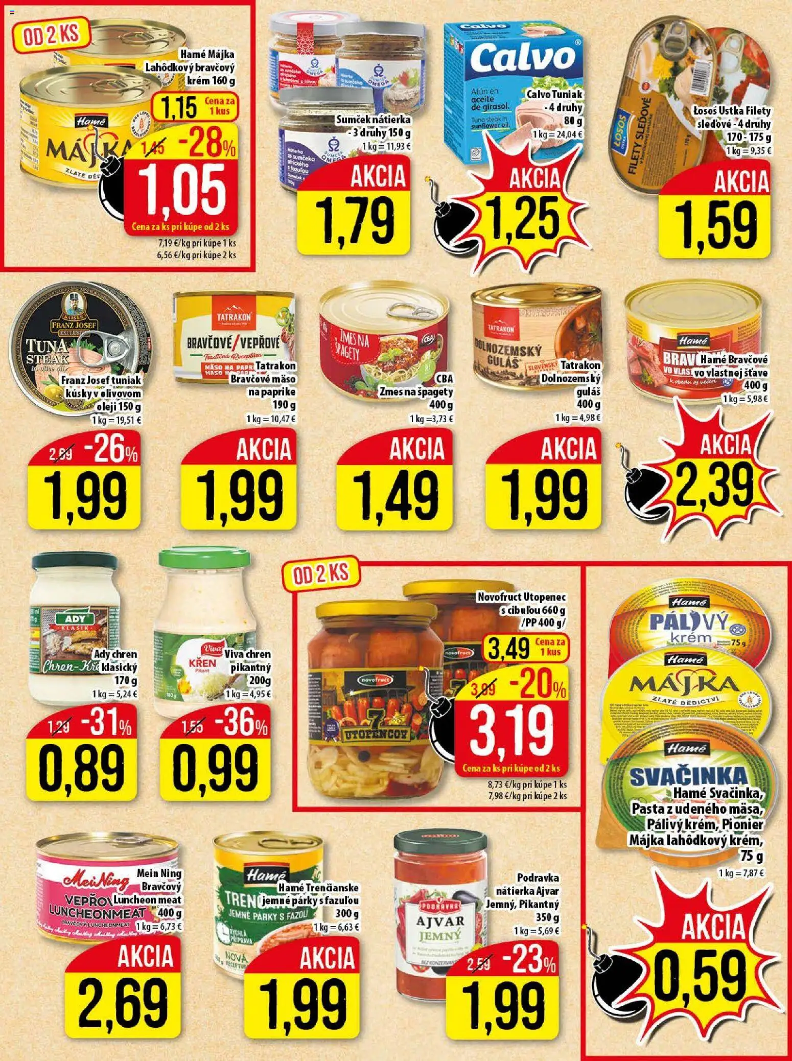 Nové Klas akcie – leták je platný od 27.10.2025 | Strana: 18 | Produkty: Tuniak, Bravčové mäso, Krém, Špagety