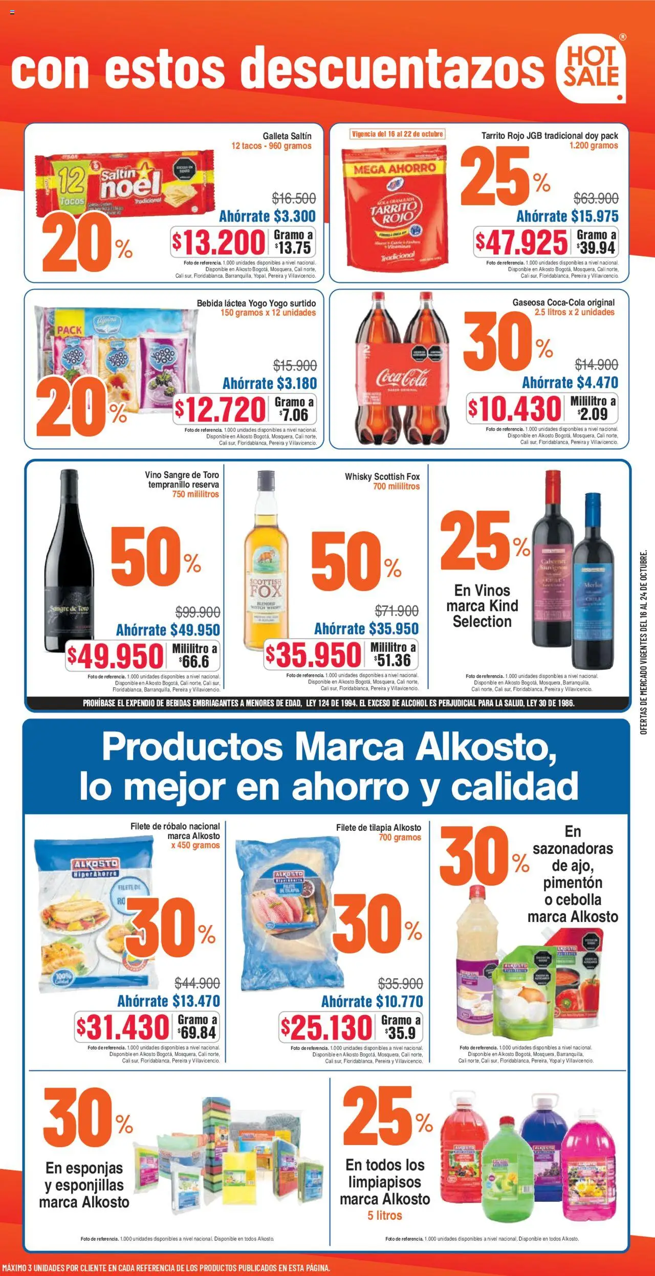 Alkosto - Hot Sale │ válido desde el 16.10.2025 | Página: 11 | Productos: Tacos, Παγωμένο τσάι, Filete, Gaseosa