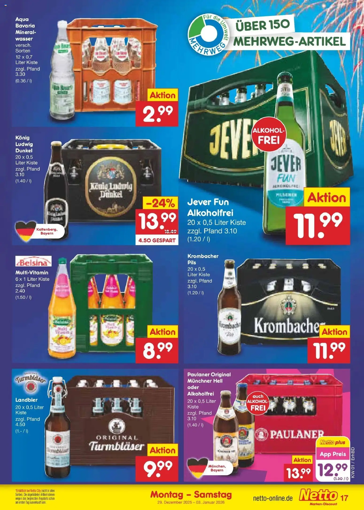 Netto Marken-Discount prospekt Ergolding	 – gültig ab 28.12.2025 | Seite: 17 | Produkte: Pils, Jever, Krombacher, Paulaner