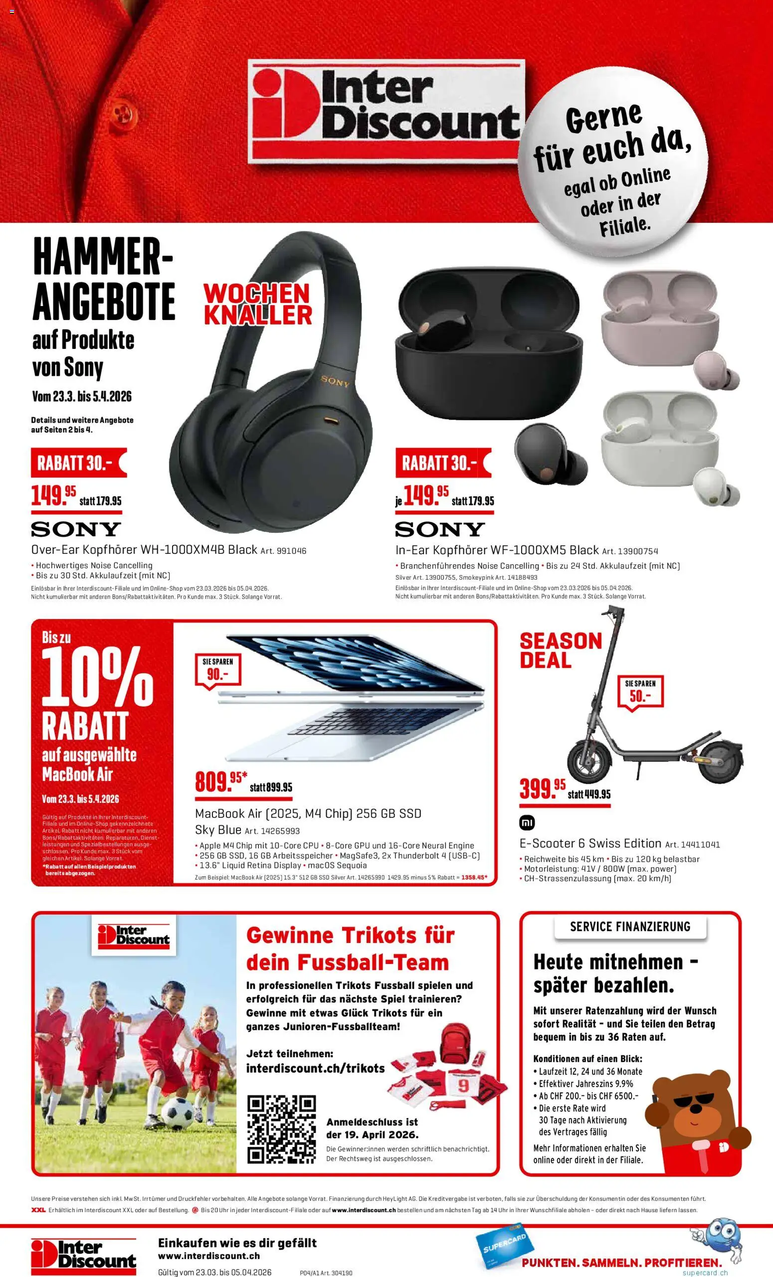 Interdiscount aktionen – gültig ab 23.03.2026 | Seite: 24 | Produkte: Fußball, Uhr, Apple, Sony