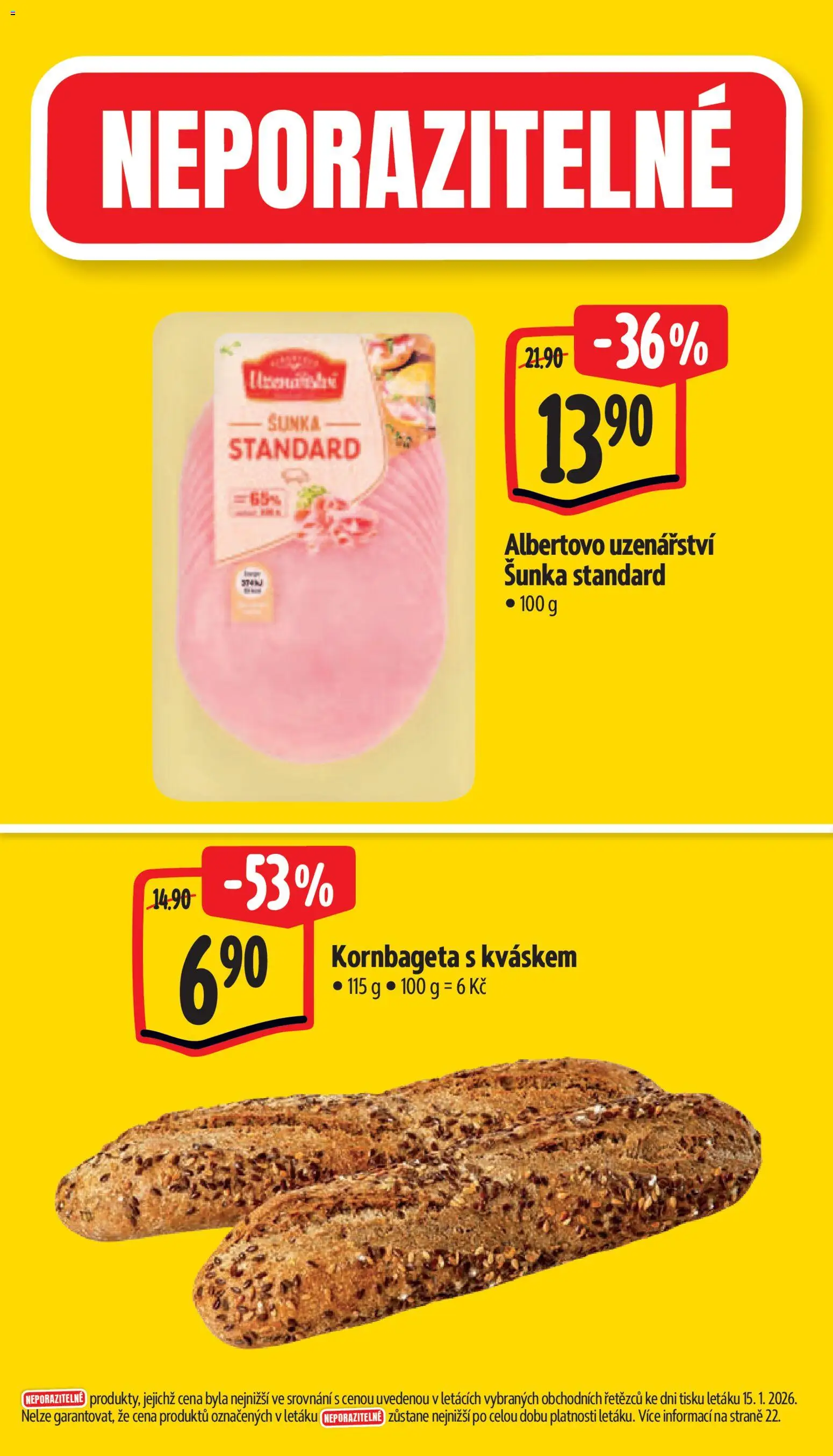 Albert leták - Supermarket od 21.01.2026 | Strana: 4 | Produkty: Šunka, Kornbageta