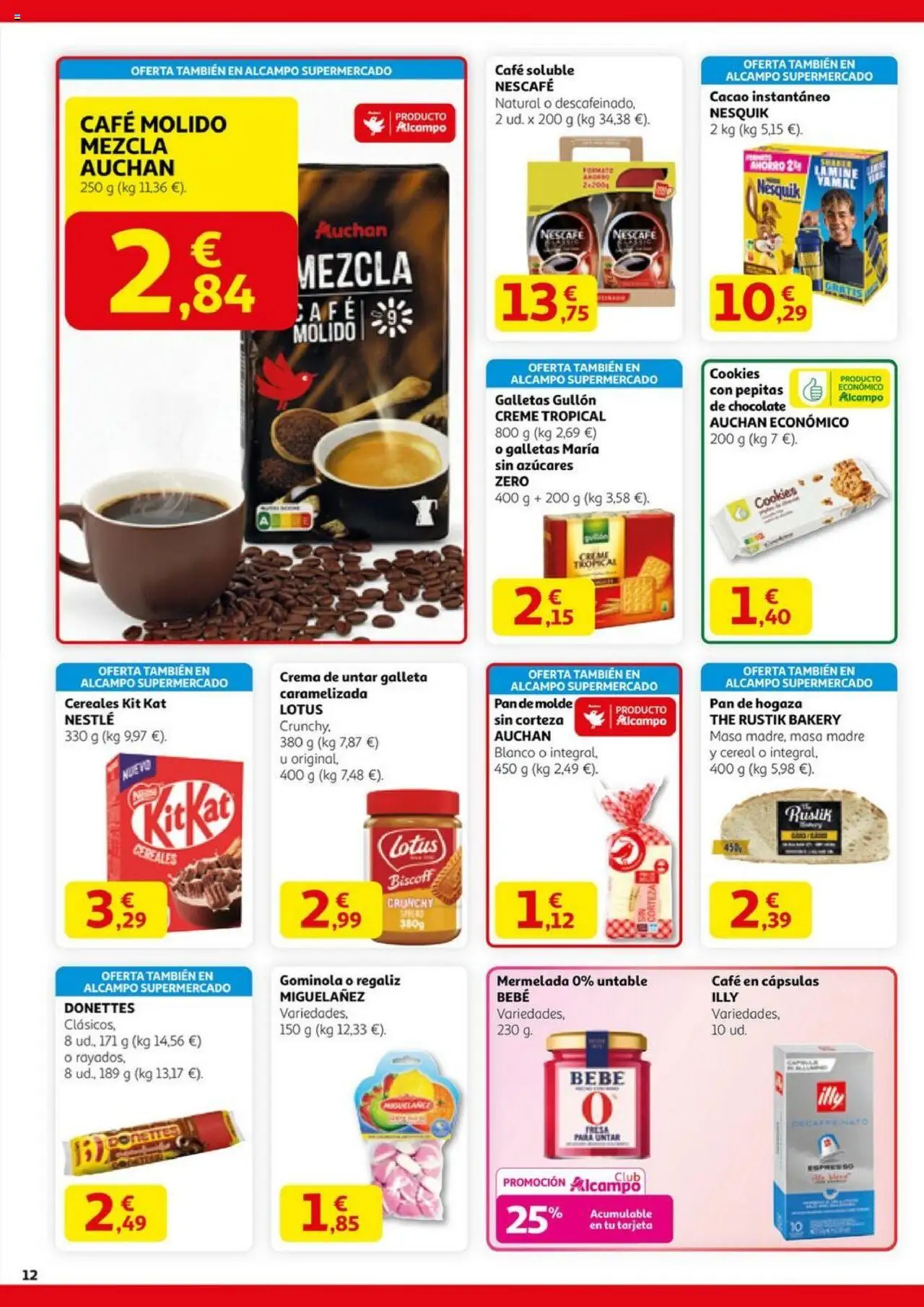 Alcampo - HP Nacional Unificado │ válido desde el 11.09.2025 | Página: 12 | Productos: Café, Chocolate, Galletas, Café en cápsulas