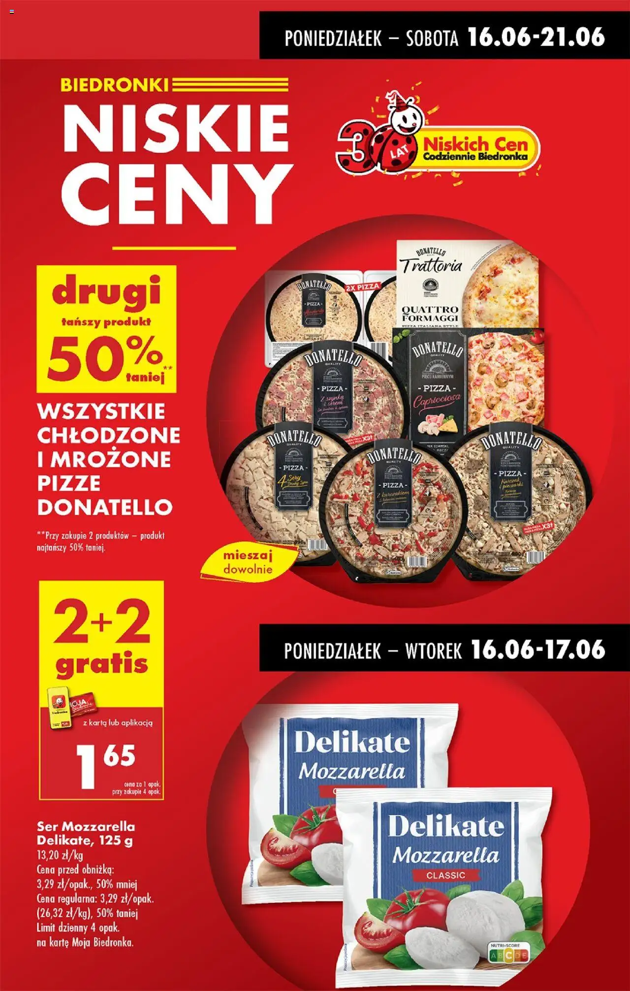 Biedronka gazetka od 16.06.2025 | Strona: 7 | Produkty: Karta, Szynka, Ser, Mozzarella