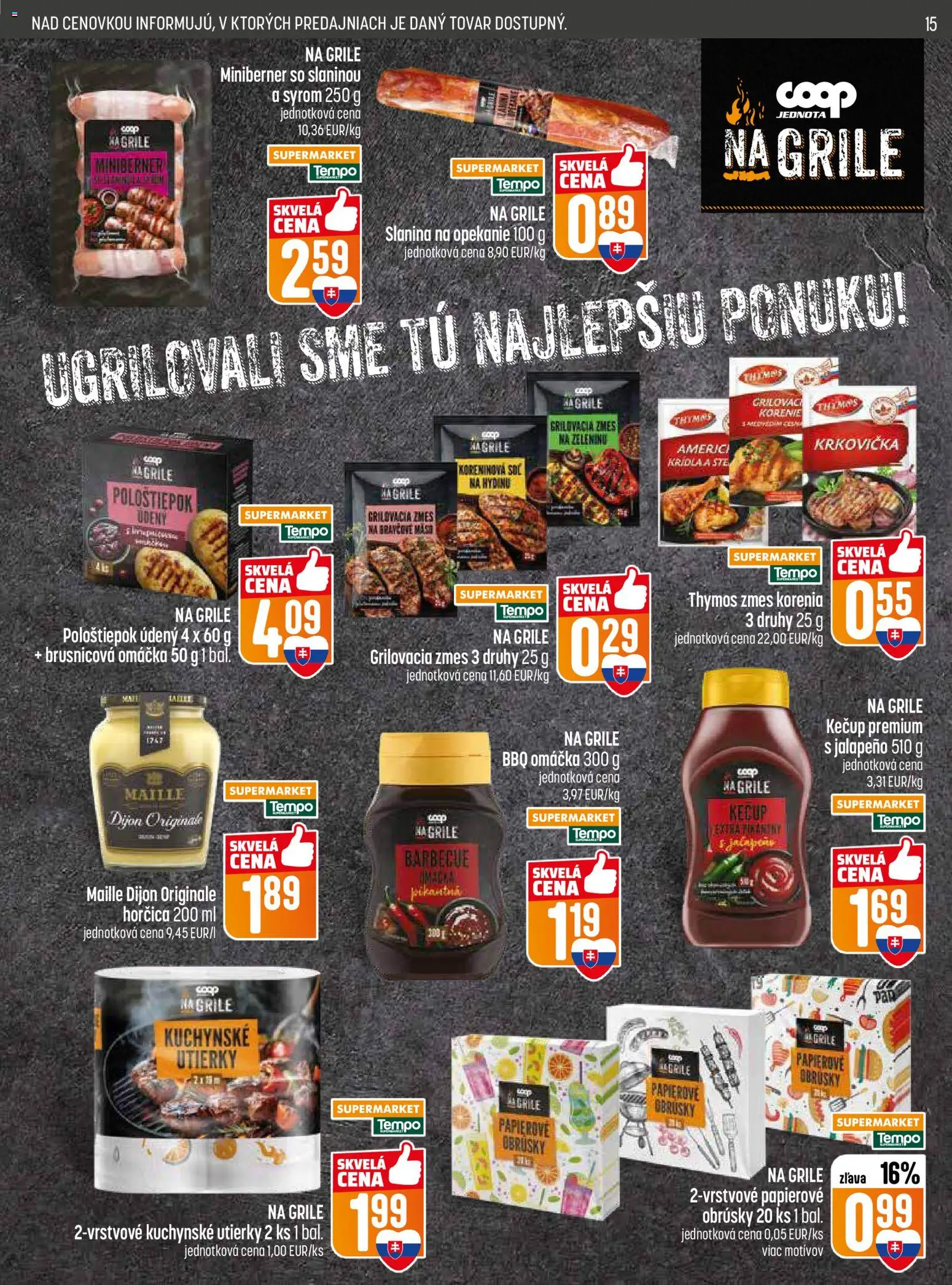 Nové COOP Jednota akcie – leták je platný od 30.04.2026 | Strana: 15 | Produkty: Slanina, Kečup, Korenie, Omáčka