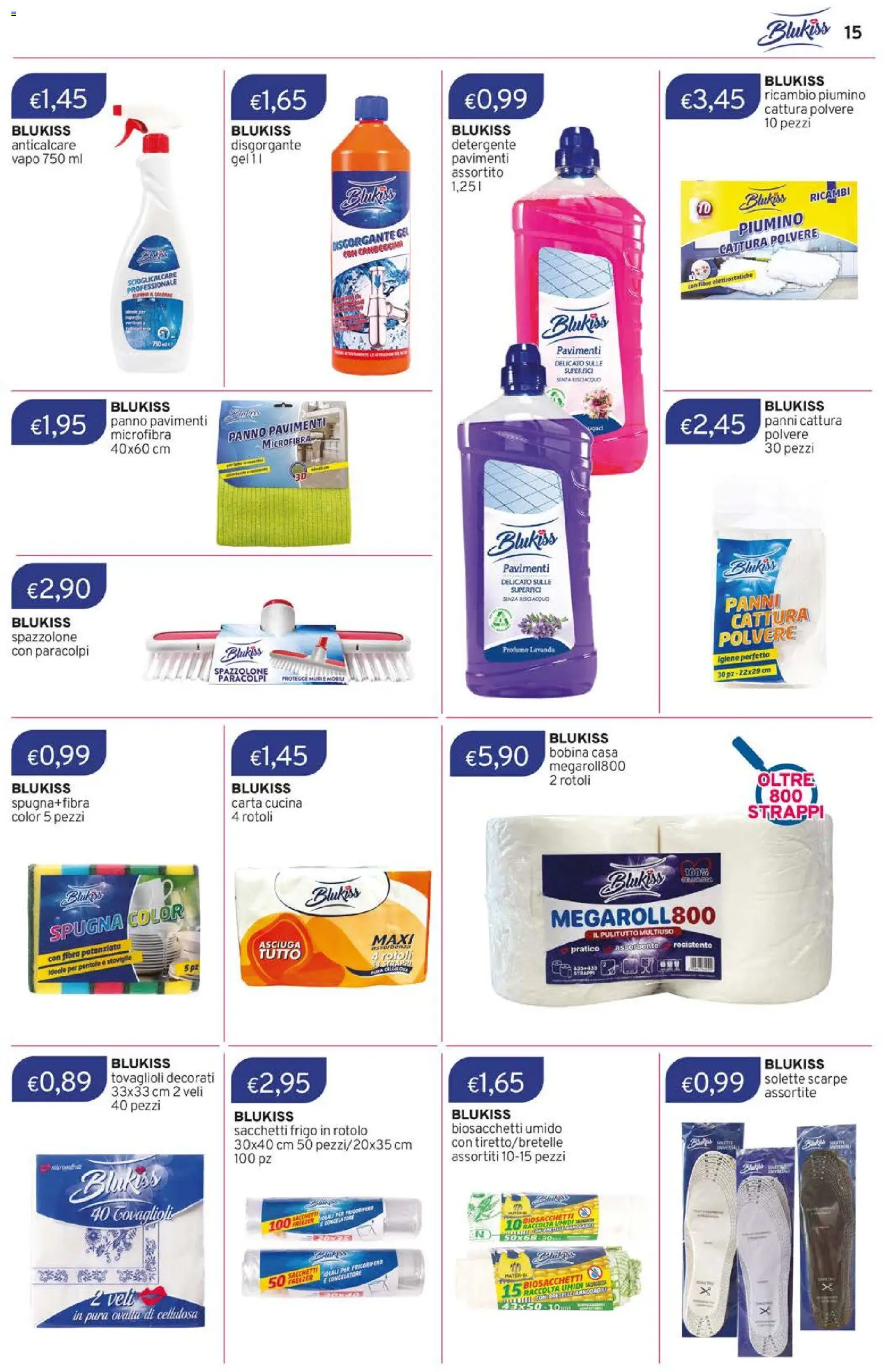 Volantino Sirene Blu del 01.04.2026 | Pagina: 15 | Prodotti: Detergente, Anticalcare, Scarpe, Lavanda