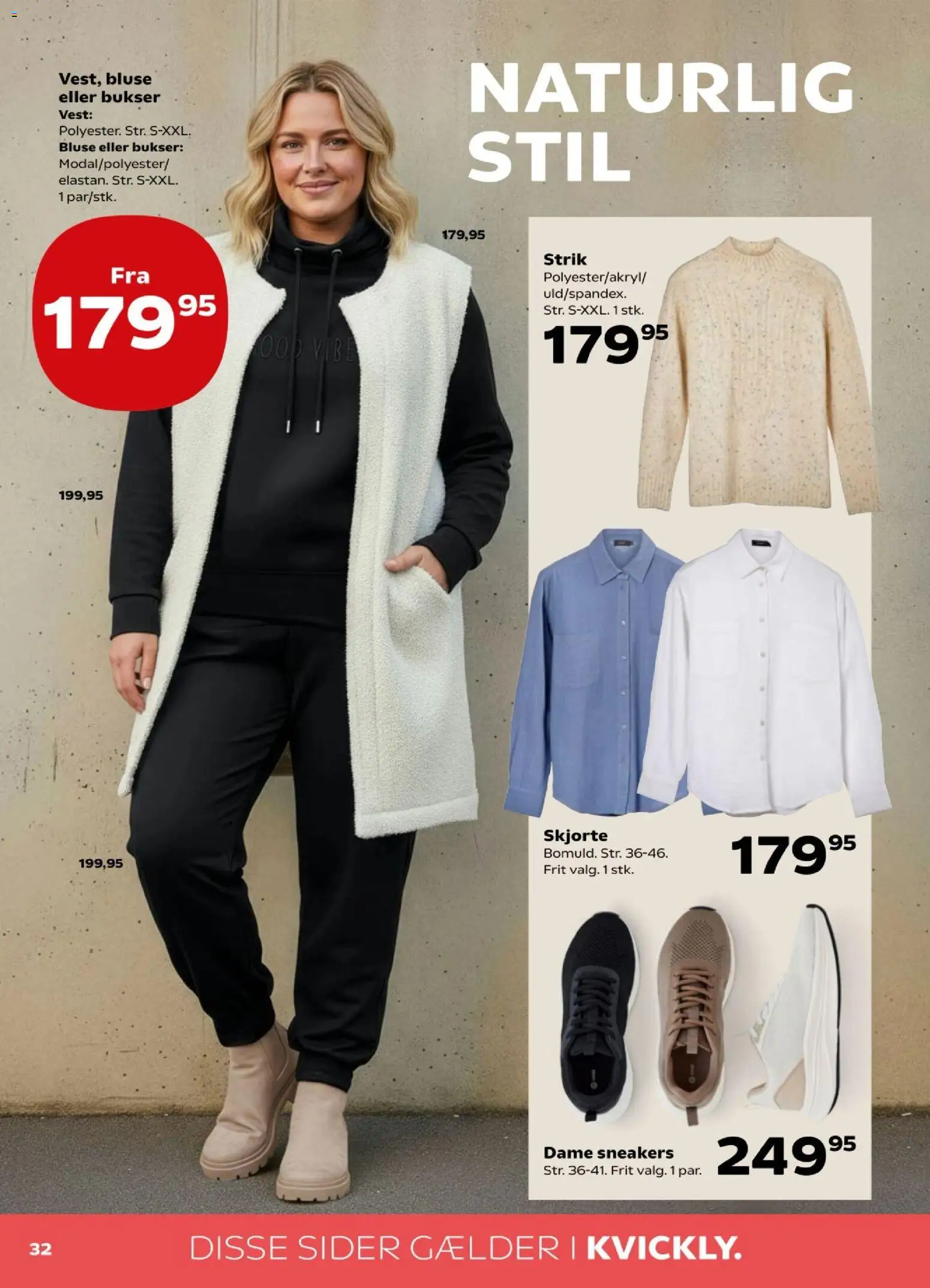 Kvickly tilbudsavis – gyldig fra 16.01.2026 | Side: 32 | Produkter: Vest, Bukser, Sneakers, Bluse