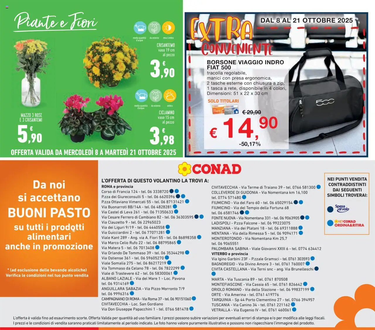 Volantino Conad del 08.10.2025 | Pagina: 23 | Prodotti: Borsone, Crisantemi, Stampa, Vaso
