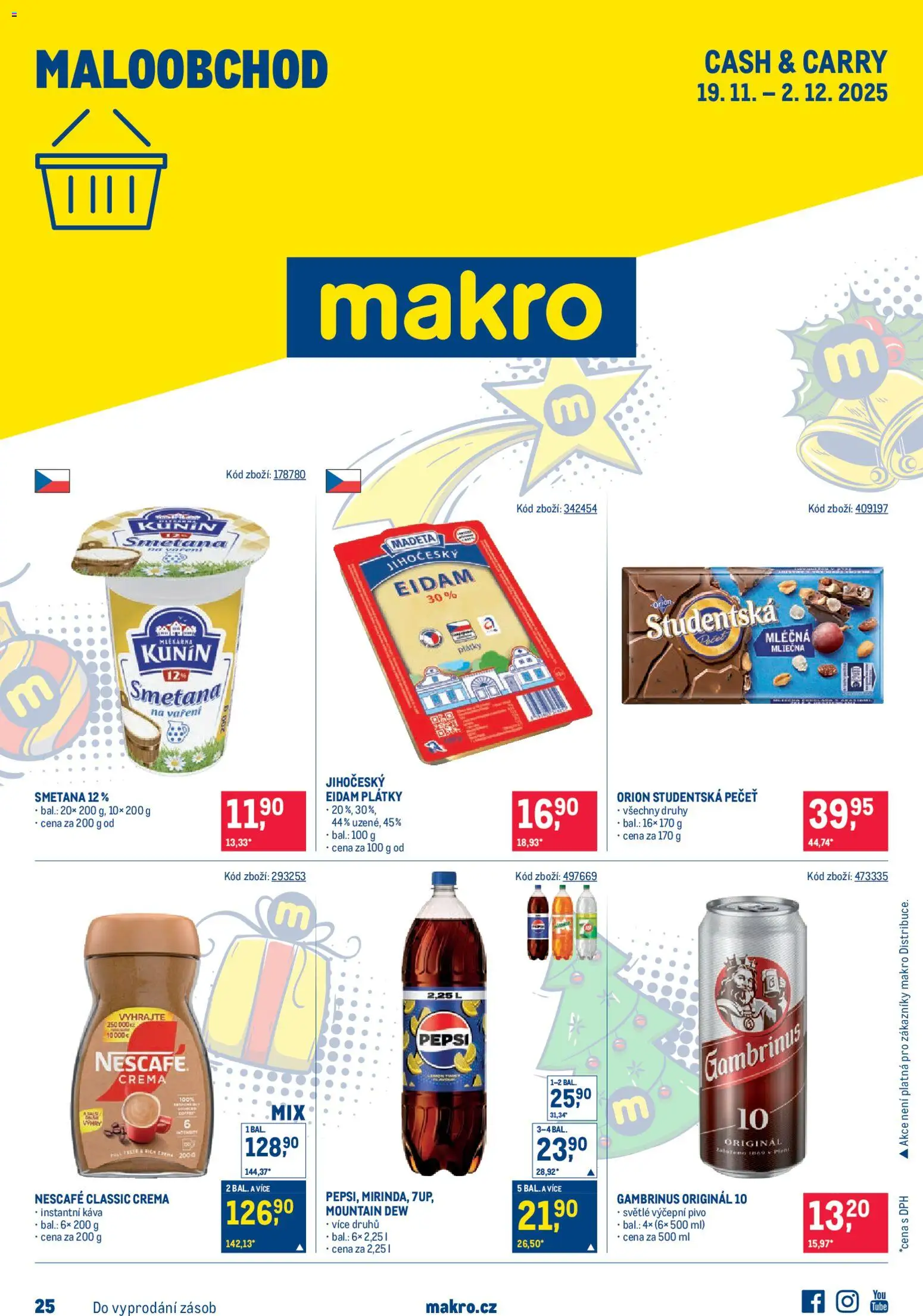 Makro leták - Maloobchod od 19.11.2025 | Strana: 1 | Produkty: Pepsi, Studentská pečeť, Nescafé, Orion Studentská pečeť