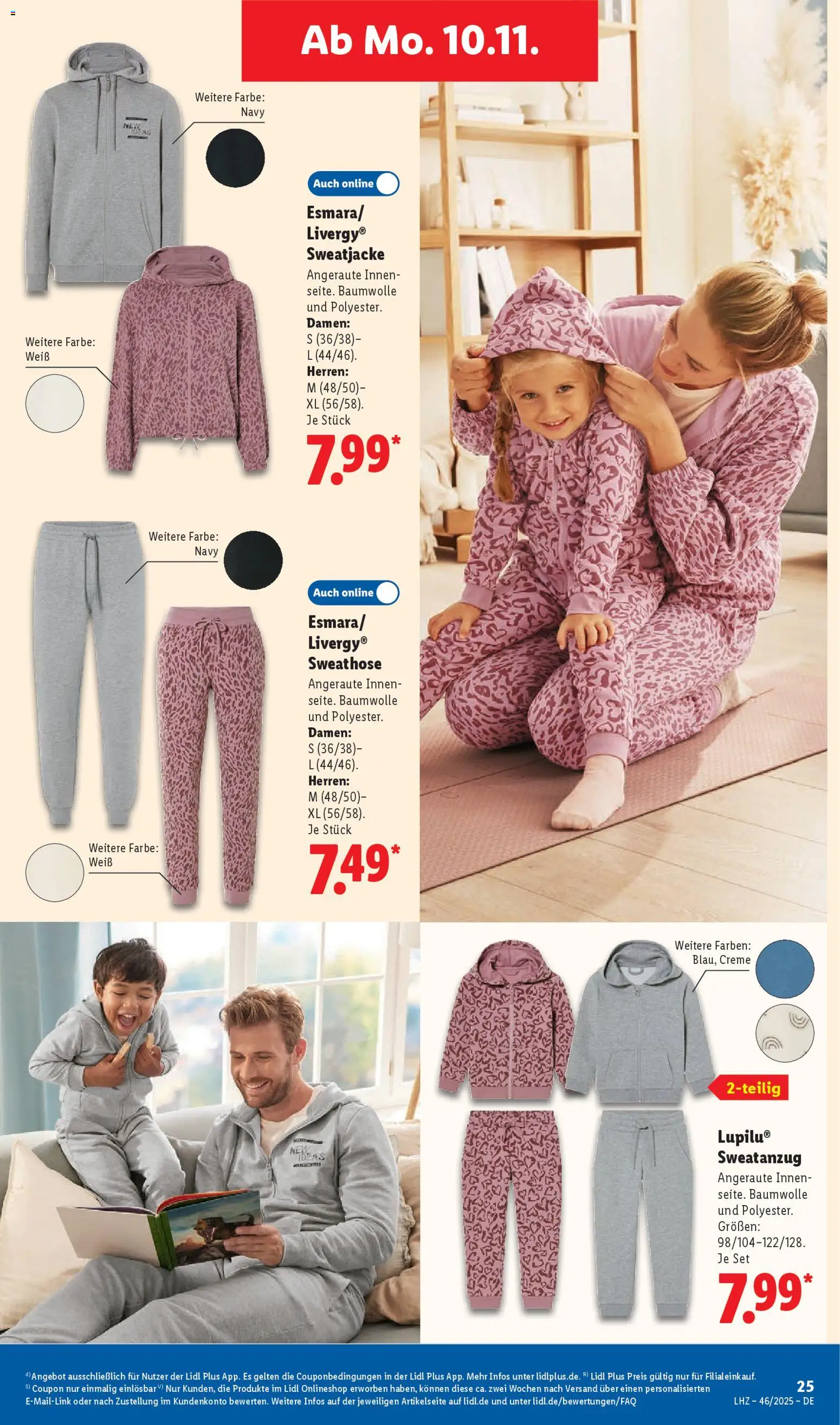 Lidl Prospekt Hilders – gültig ab 10.11.2025 | Seite: 39 | Produkte: Sweathose, Sweatjacke, Creme