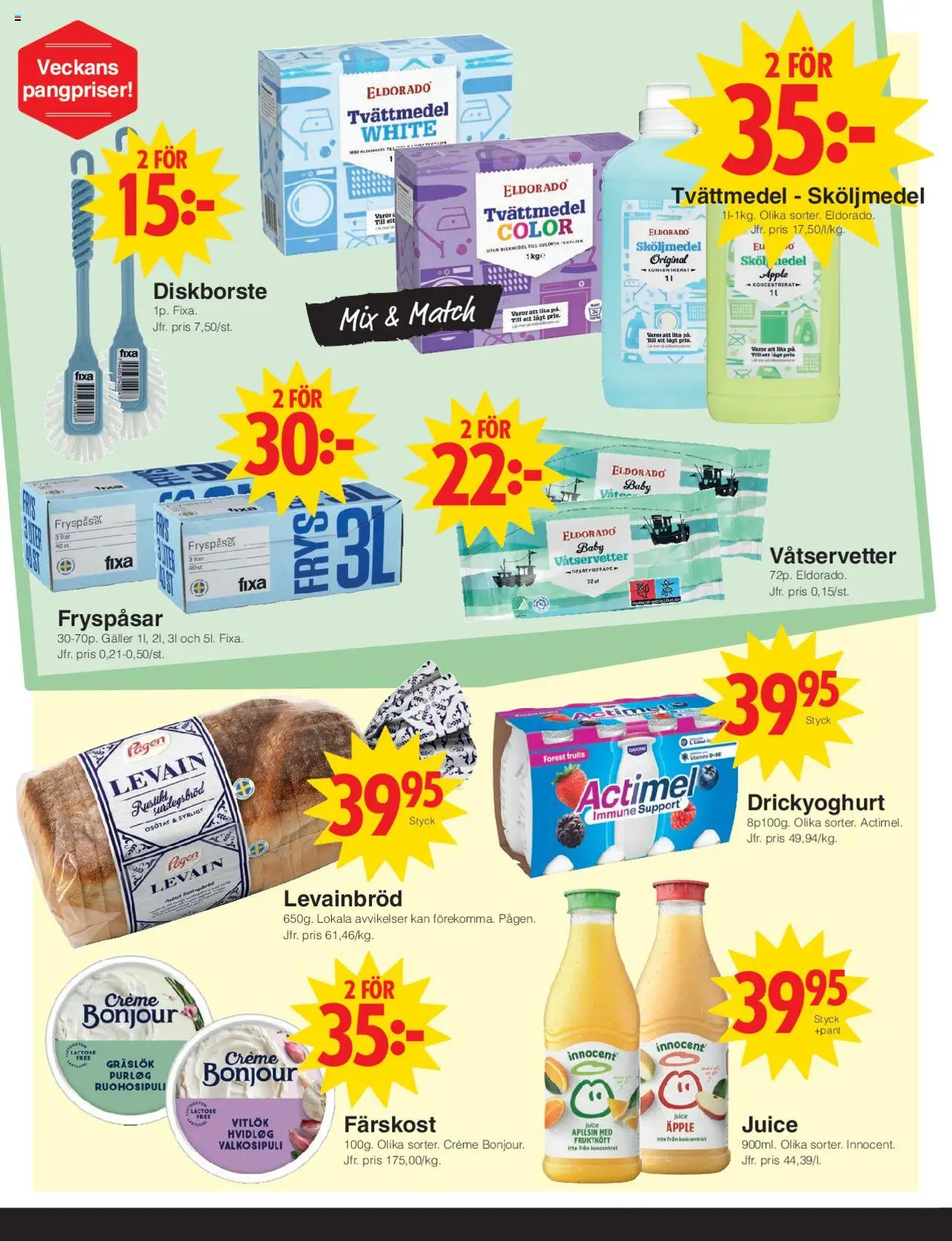 Matöppet reklamblad aktuell från 28.07.2025 | Sida: 2 | Produkter: Sköljmedel, Levain, Juice, Vitlök