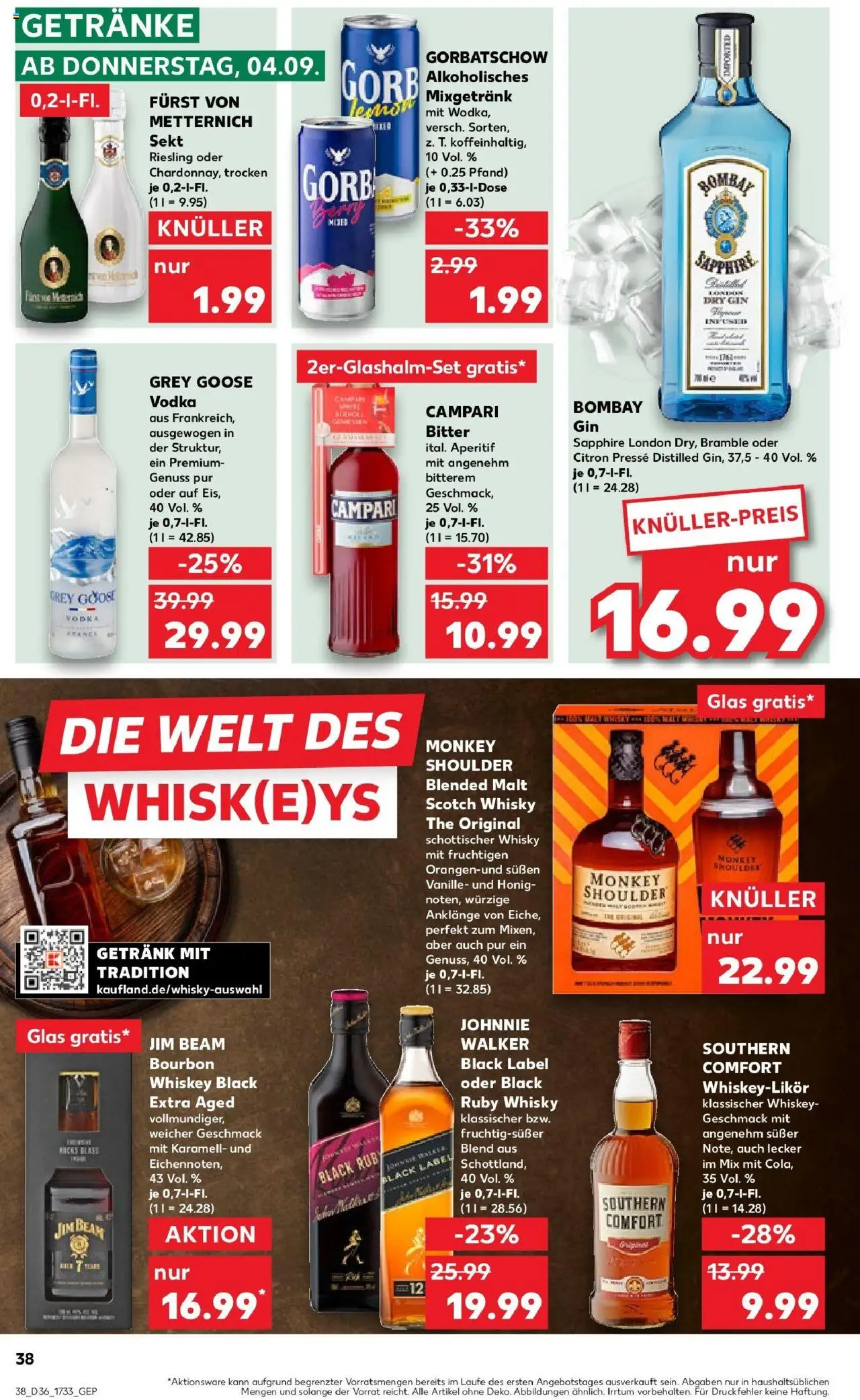 Kaufland prospekt Mainz	 – gültig ab 07.09.2025 | Seite: 38 | Produkte: Whisky, Furst von metternich, Whiskey, Johnnie walker