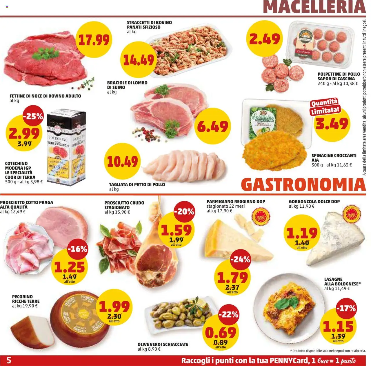 Volantino PENNY del 23.10.2025 | Pagina: 5 | Prodotti: Prosciutto Crudo, Suino, Parmigiano reggiano, Parmigiano