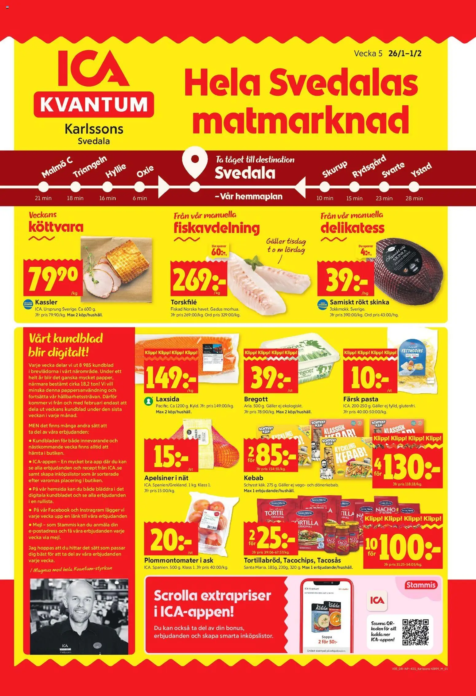 ICA Kvantum reklamblad aktuell från 26.01.2026 | Sida: 1 | Produkter: Tacosås, Galler, Skinka, Soppa