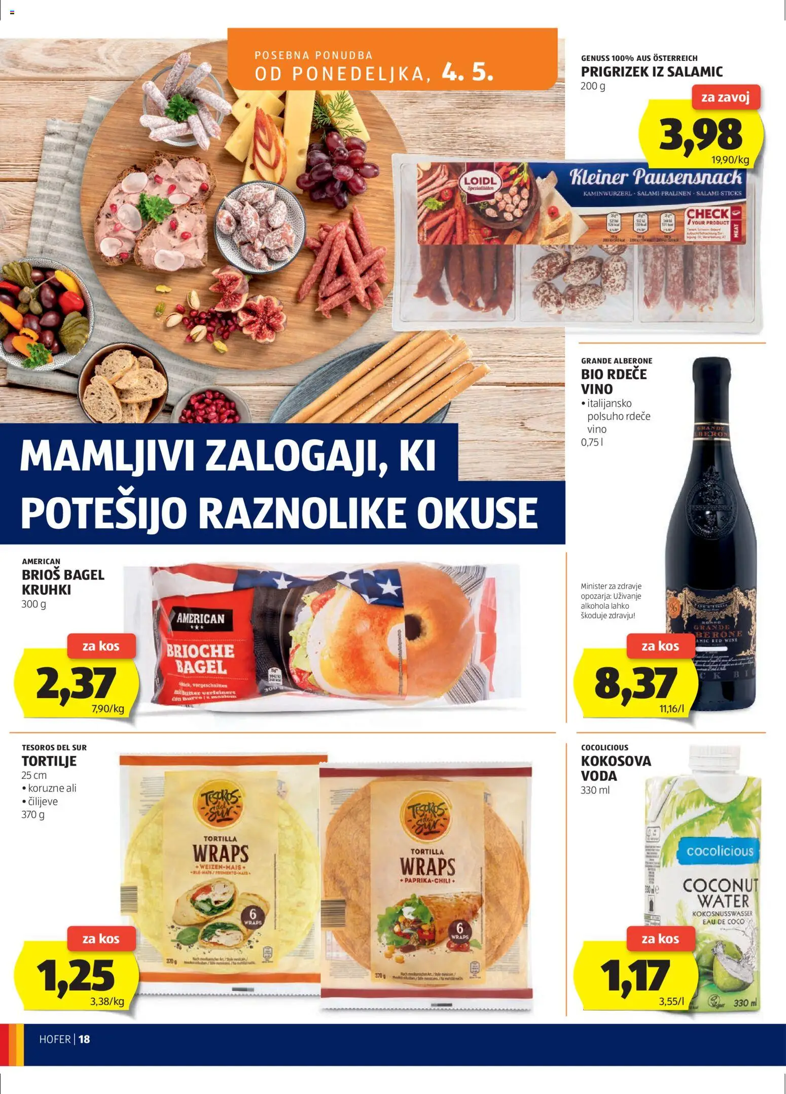 Hofer SI katalog | vrijedi od 29.04.2026 | Stranica: 18 | Proizvodi: Vino, Voda, Tortilje