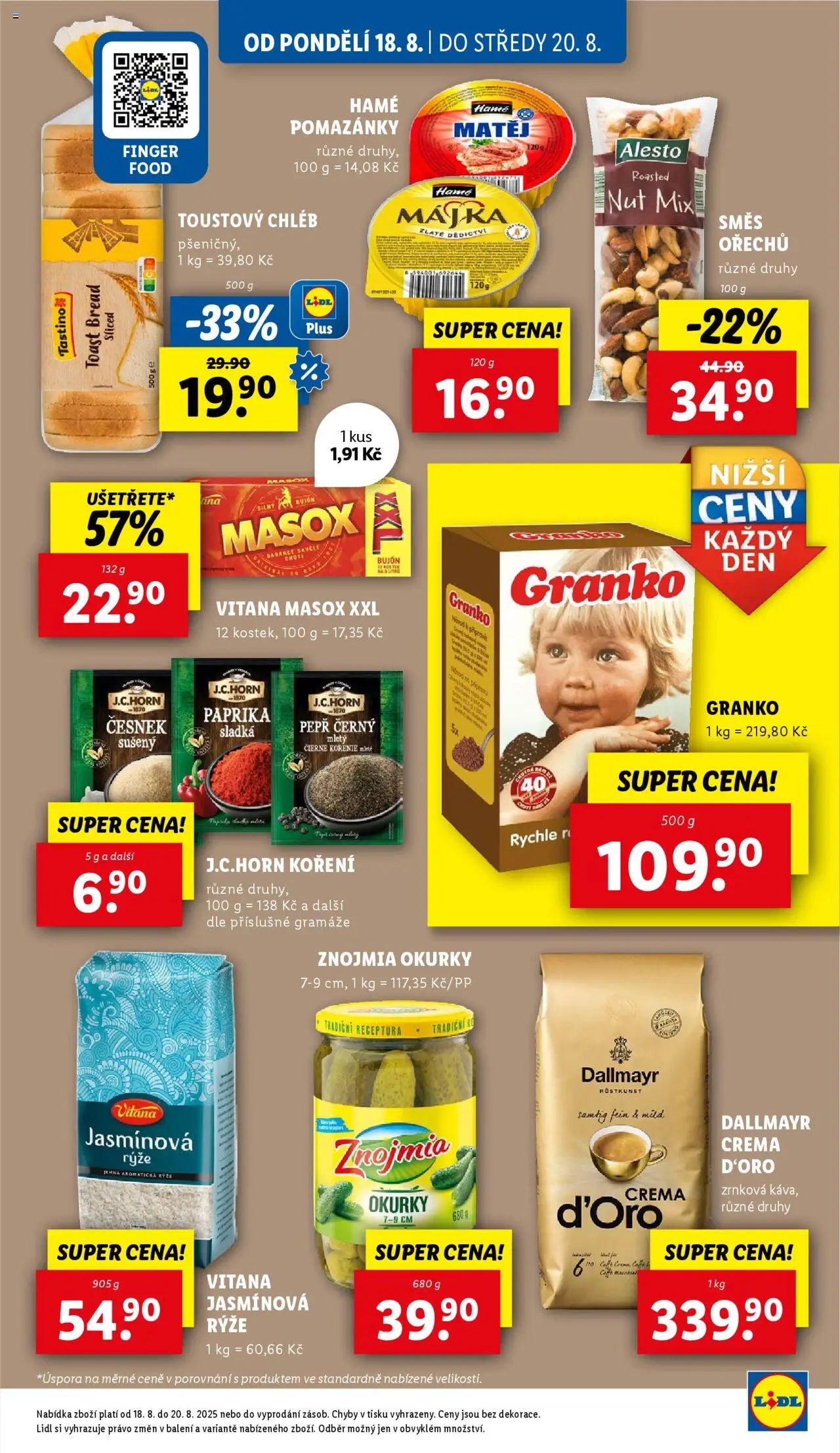 Lidl leták od 18.08.2025 | Strana: 31 | Produkty: Pomazánky, Rýže, Masox, Toustový chléb