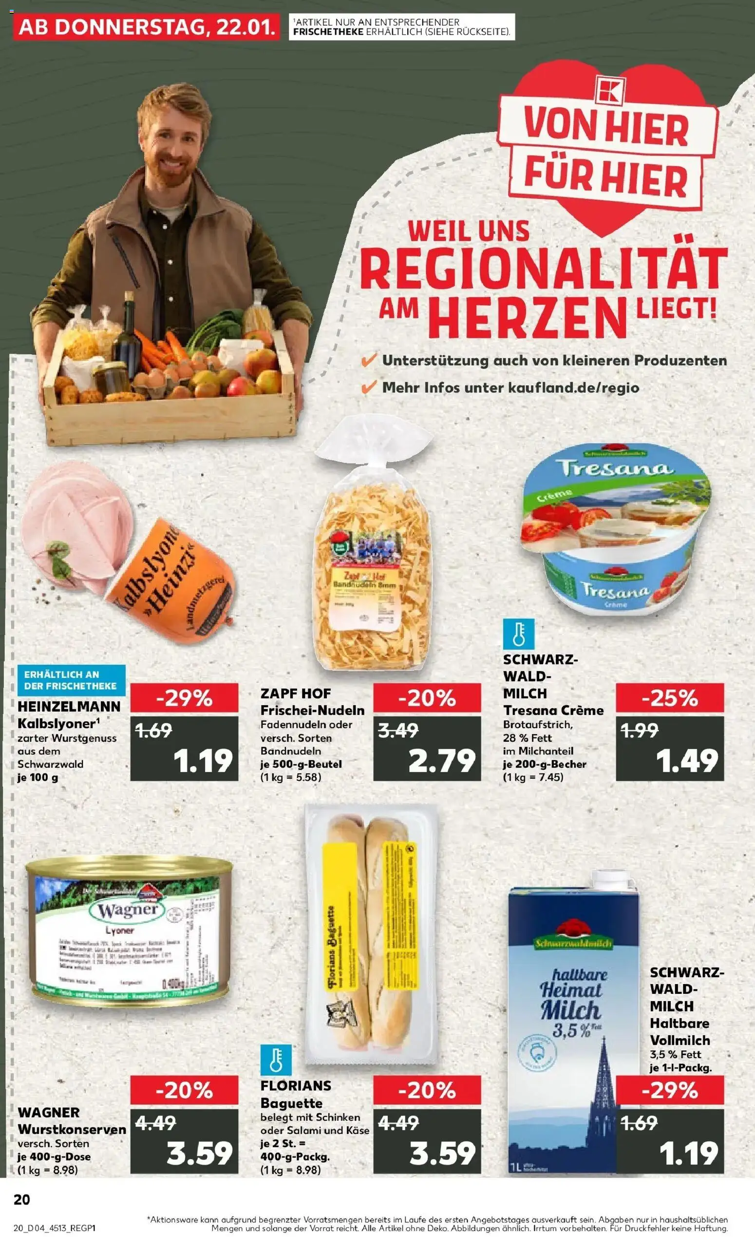 Kaufland prospekt Ettenheim	 – gültig ab 25.01.2026 | Seite: 20 | Produkte: Milch, Baguette, Salami, Schinken