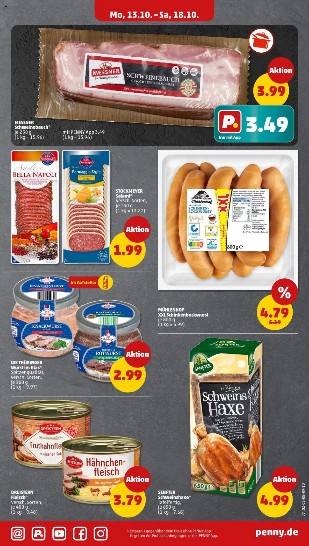 Penny Niedersachsen – gültig ab 13.10.2025 | Seite: 11 | Produkte: Hahnchen, Schweinebauch, Schinken, Fleisch