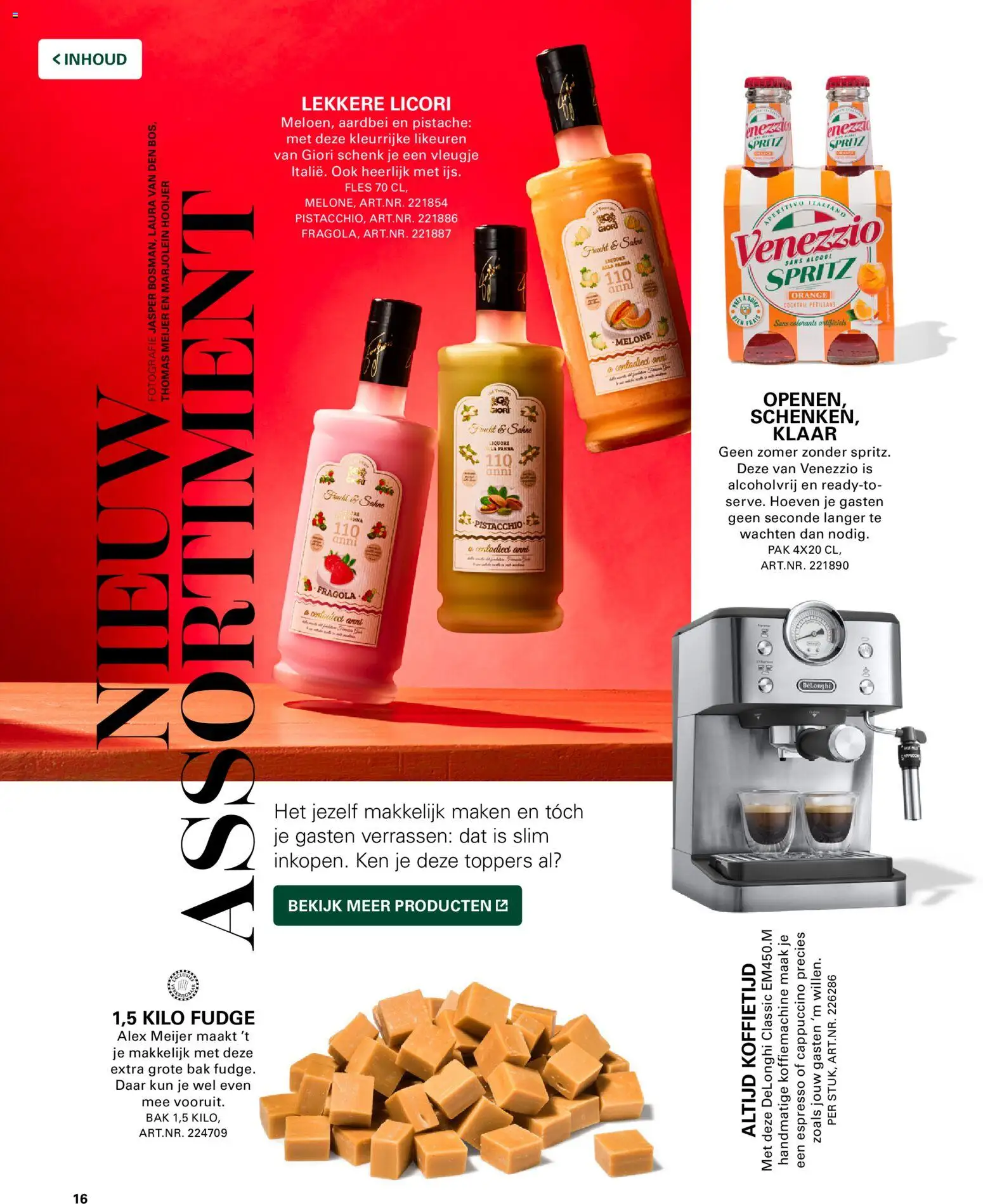 {H1} | Pagina: 16 | Producten: Koffiemachine, Fles, Cappuccino, Aardbei