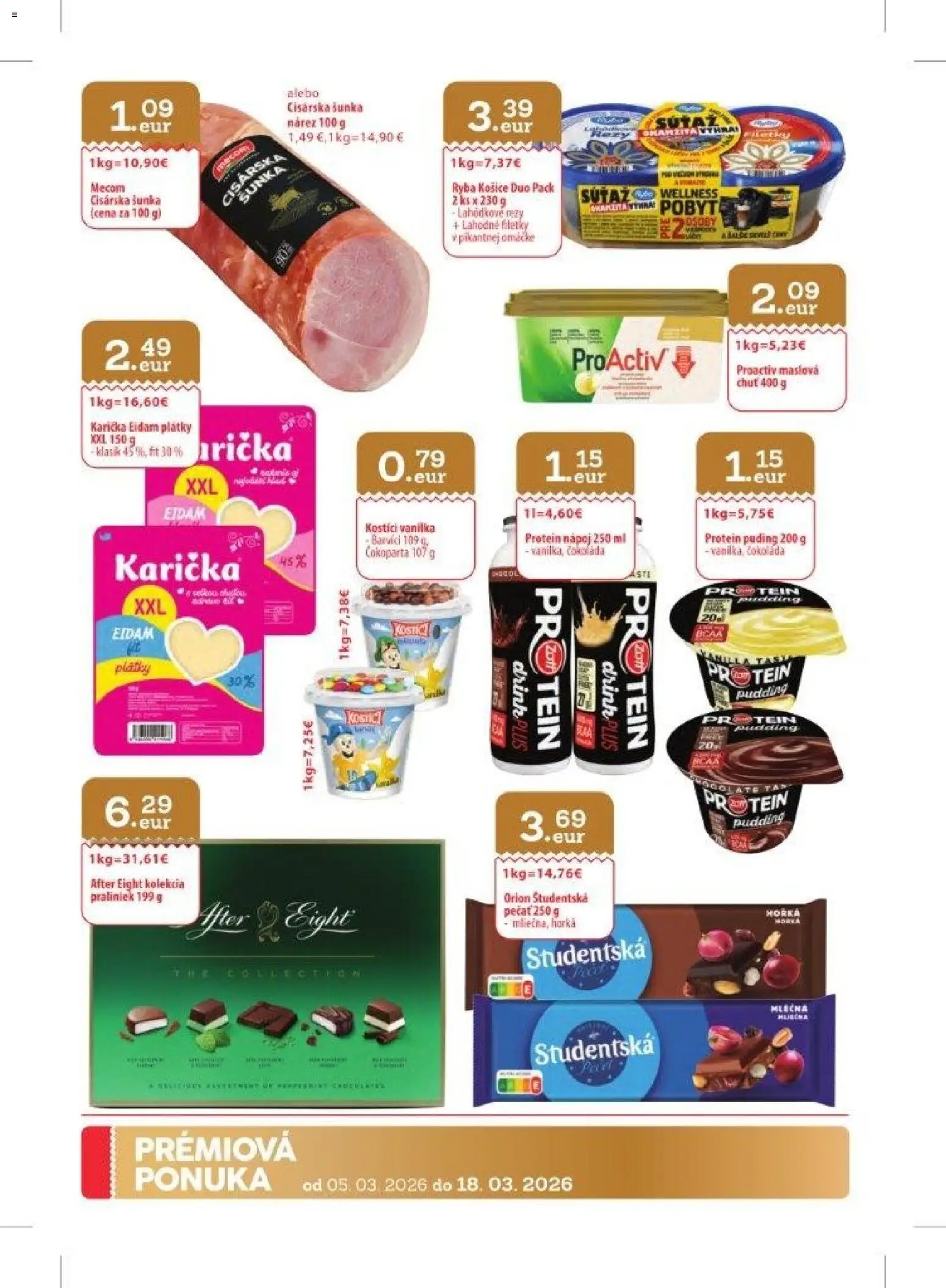 Nové KARMEN CBA akcie – leták je platný od 05.03.2026 | Strana: 30 | Produkty: Šunka, Eidam, Čokoláda, Ryba