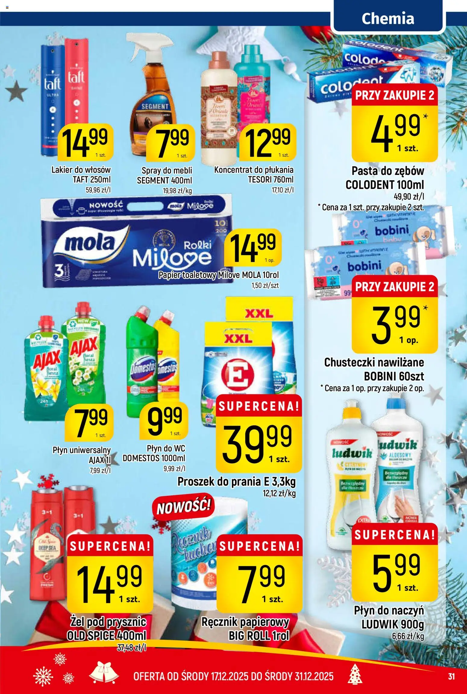 Piotruś Pan Gazetka od 17.12.2025 | Strona: 31 | Produkty: Papier toaletowy, Prysznic, Żel pod prysznic, Old spice